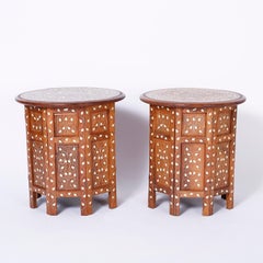 Pair of Syrian Round Top End Tables or Stands