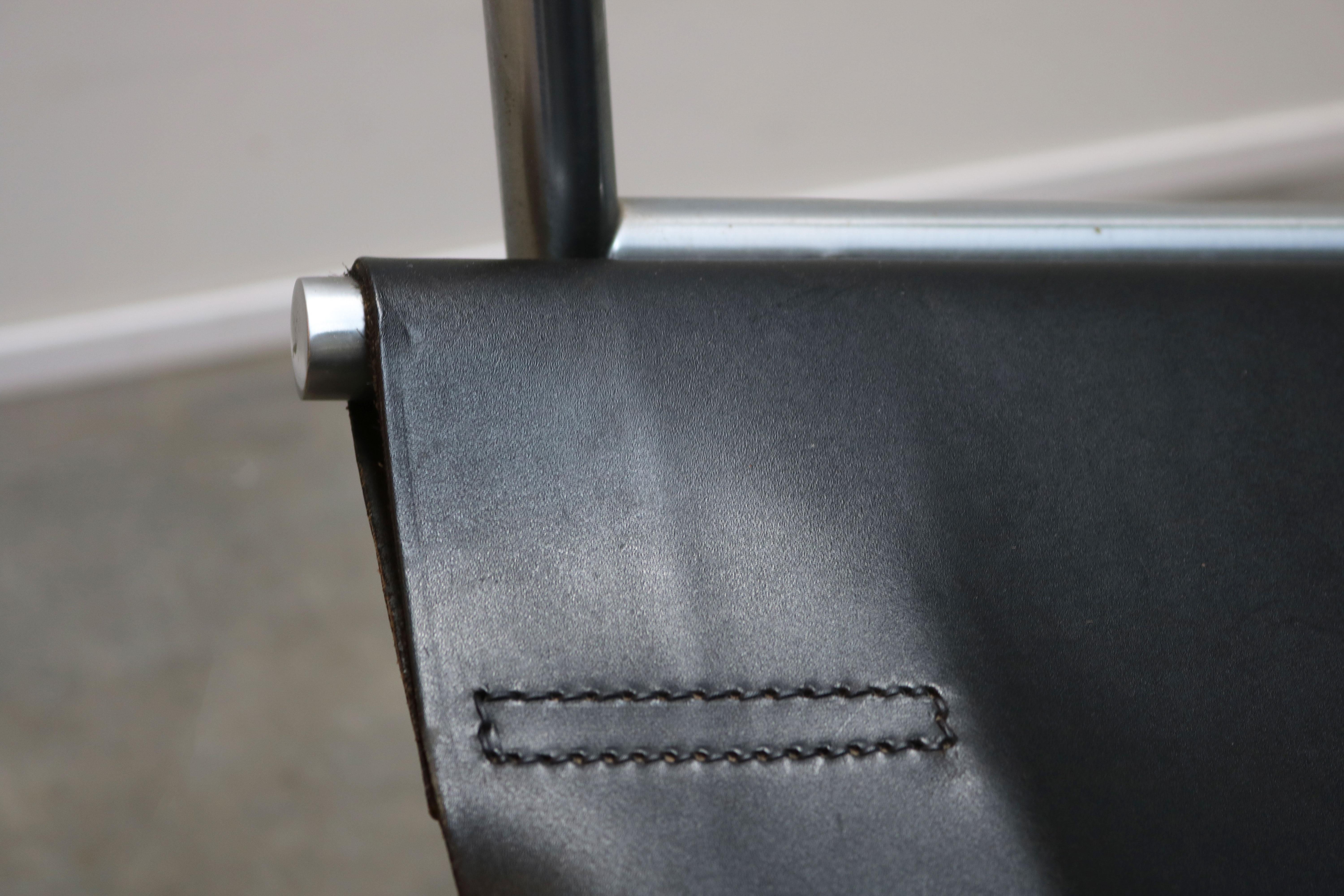Pair of Lounge Chairs by Martin Visser for Spectrum Black Leather Chrome 3