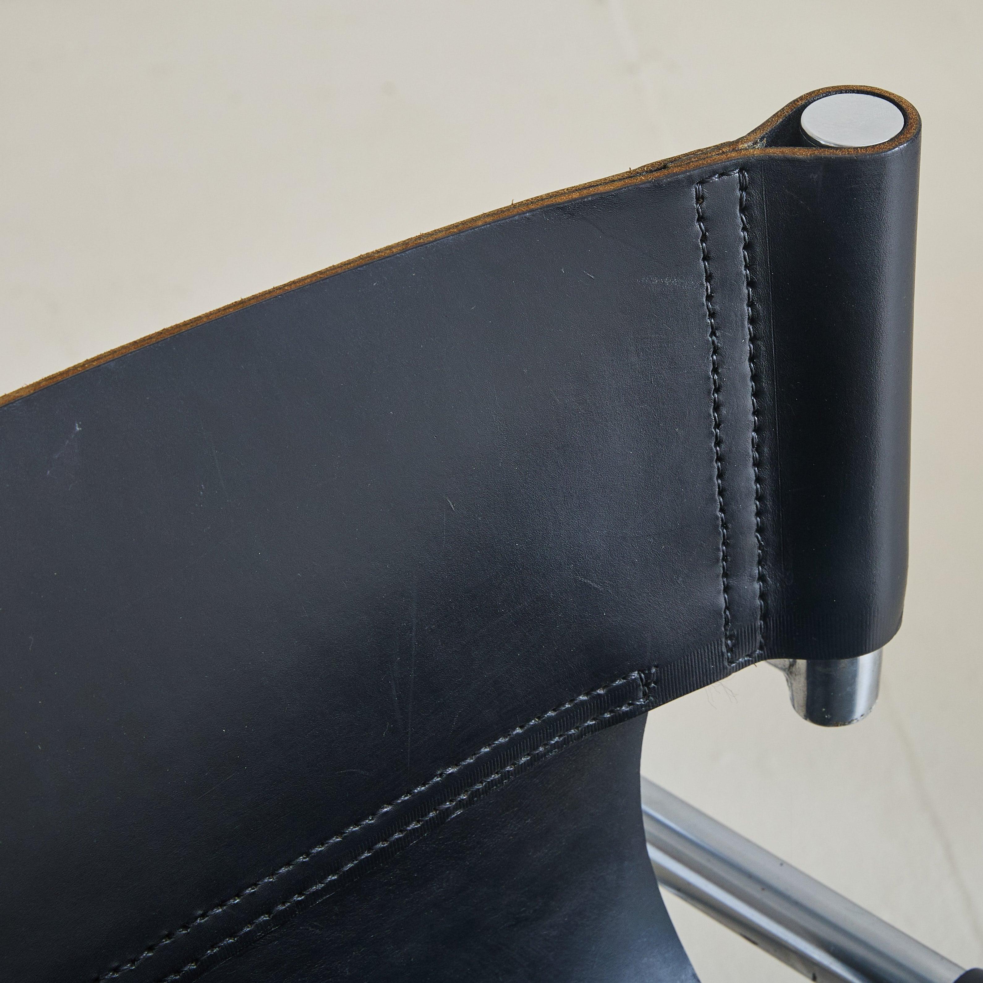 Sedia da salotto in pelle nera 'SZ12' di Walter Antonis per T Spectrum - 2 disponibili in vendita 1