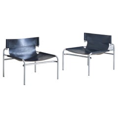 'SZ12’ Black Leather Lounge Chair by Walter Antonis for T Spectrum - 2 Available