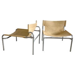 Pair of SZ12 Leather Lounge Chairs by Walter Antonis for T Spectrum