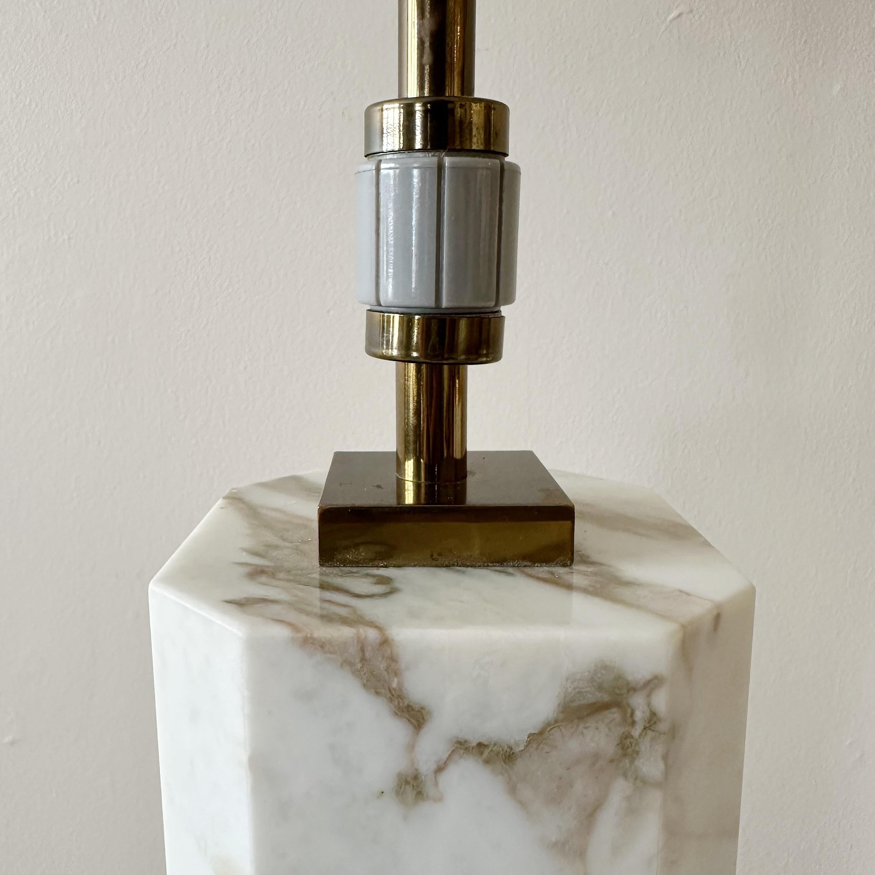 Mid-20th Century Pair of T. H. Robsjohn-Gibbings for Hansen Lighting Marble Table Lamps, 1950s