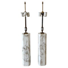Pair of T. H. Robsjohn-Gibbings for Hansen Lighting Marble Table Lamps, 1950s