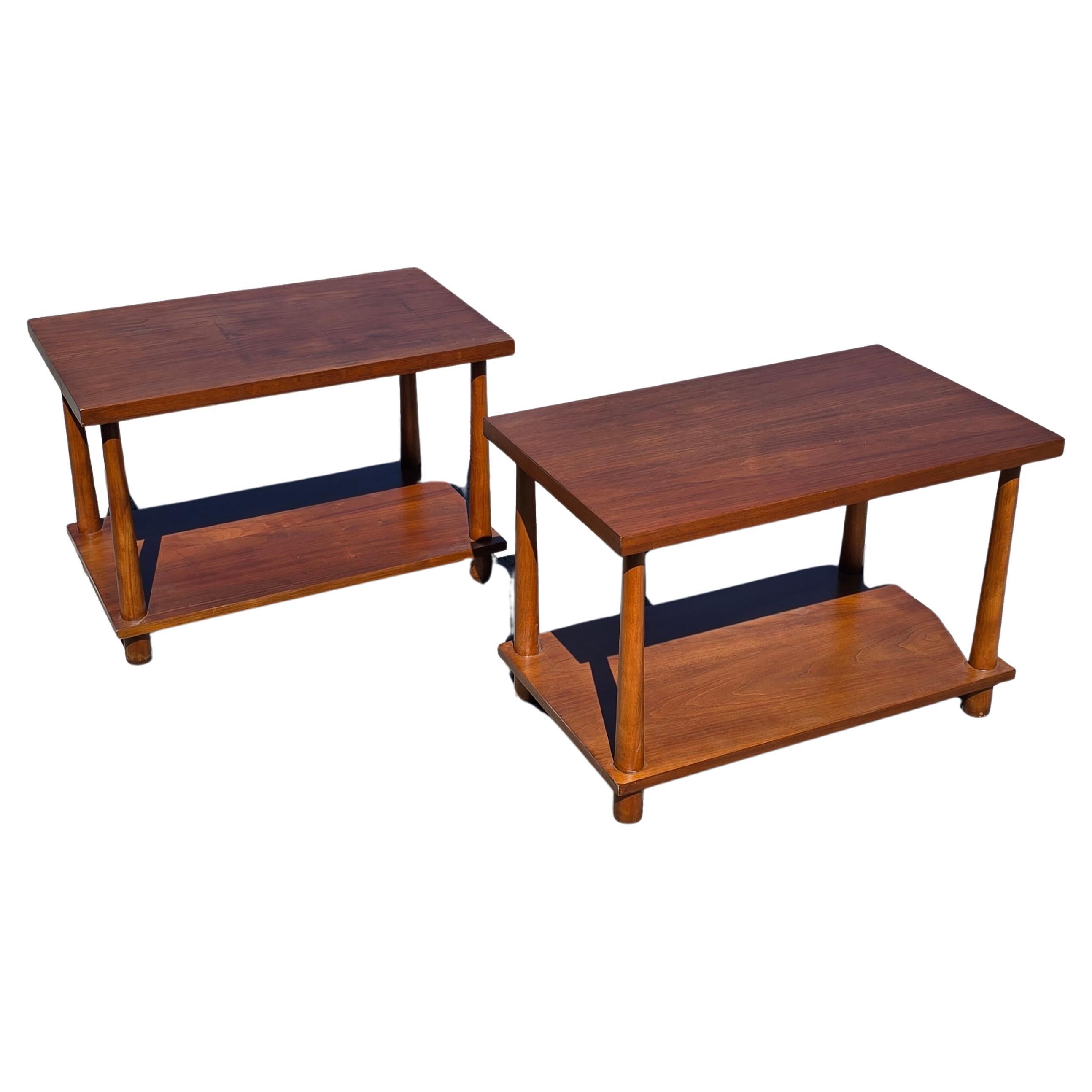 Pair of T H Robsjohn Gibbings for Widdicomb Side End Tables Reverse Taper Leg For Sale