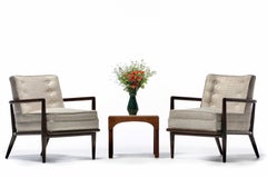 Pair of T. H. Robsjohn-Gibbings Lounge Chairs in Romo Fabric for Widdicomb