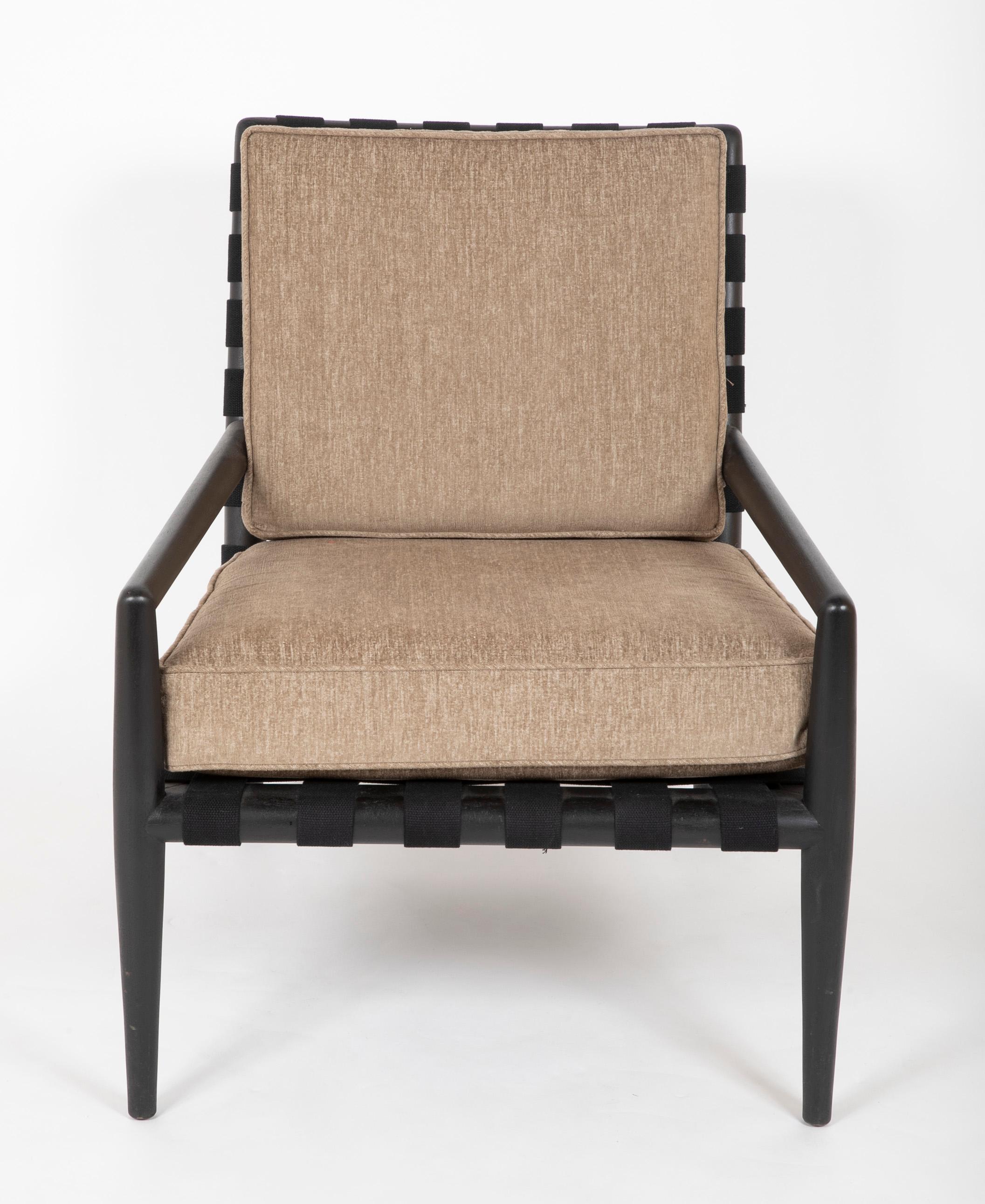 Ebonized Pair of T. H. Robsjohn-Gibbings Lounge Chairs, Model 1720 For Sale