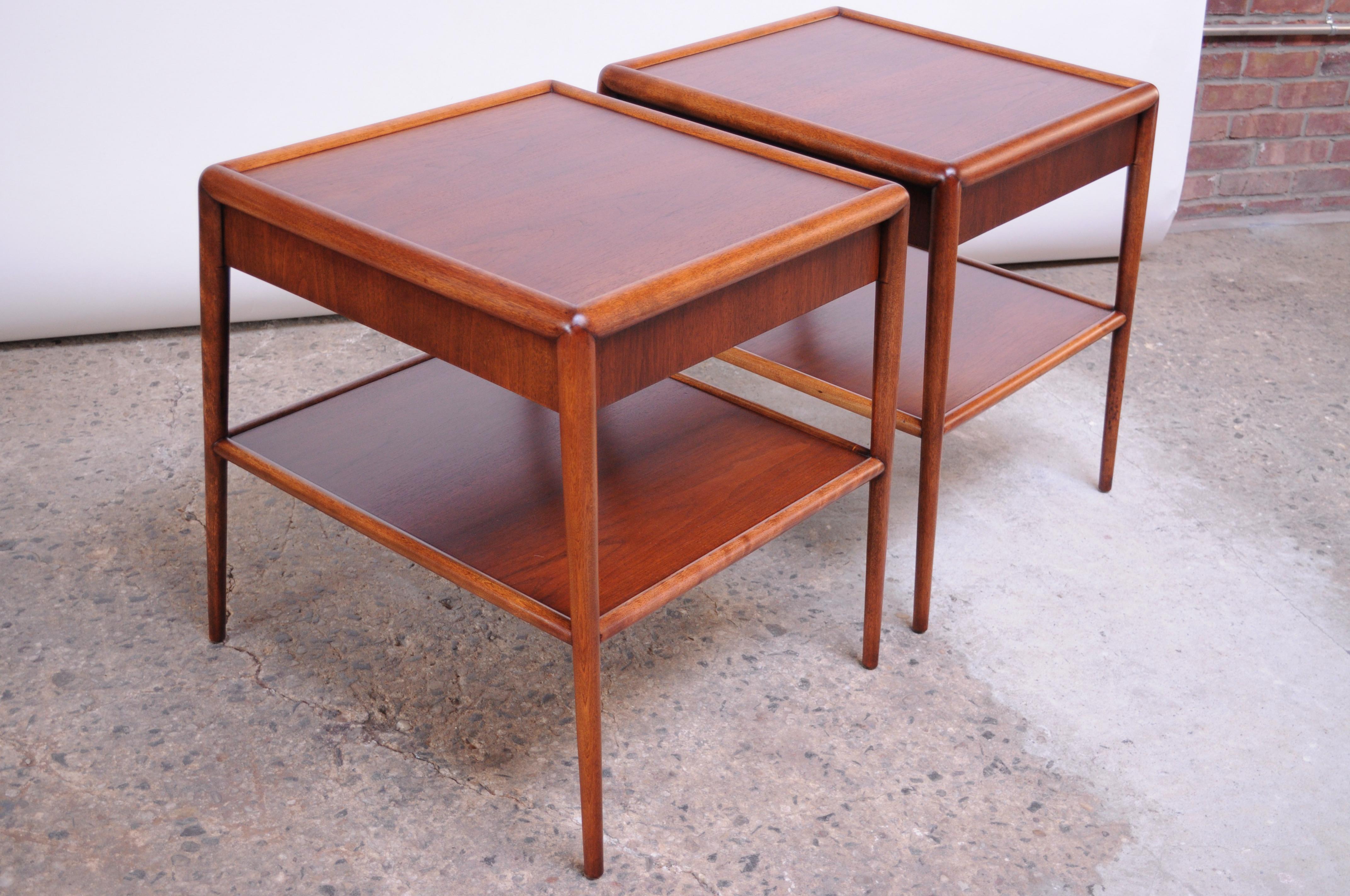 Mid-Century Modern Pair of T. H. Robsjohn-Gibbings Single Drawer End Tables