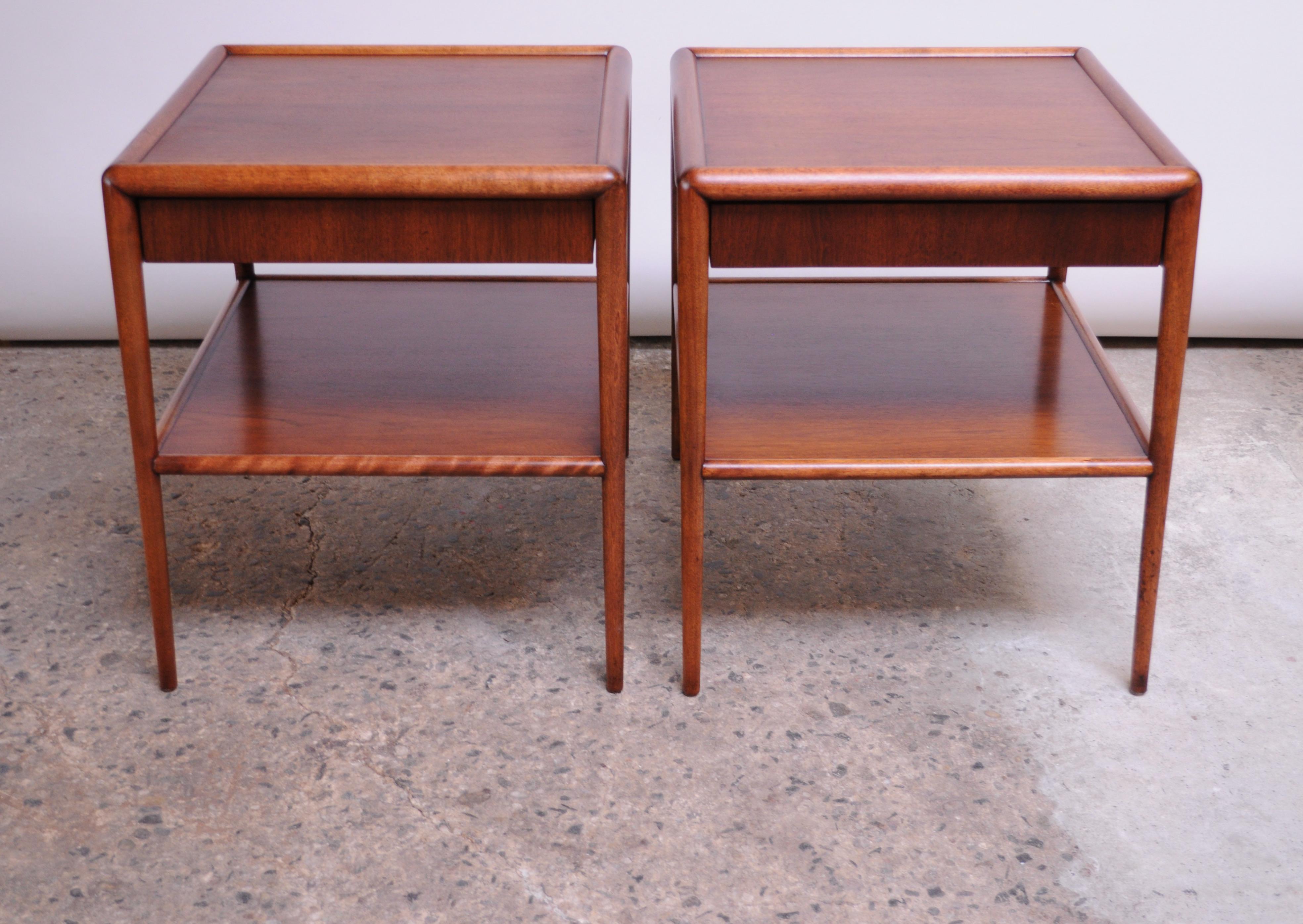 Mid-20th Century Pair of T. H. Robsjohn-Gibbings Single Drawer End Tables