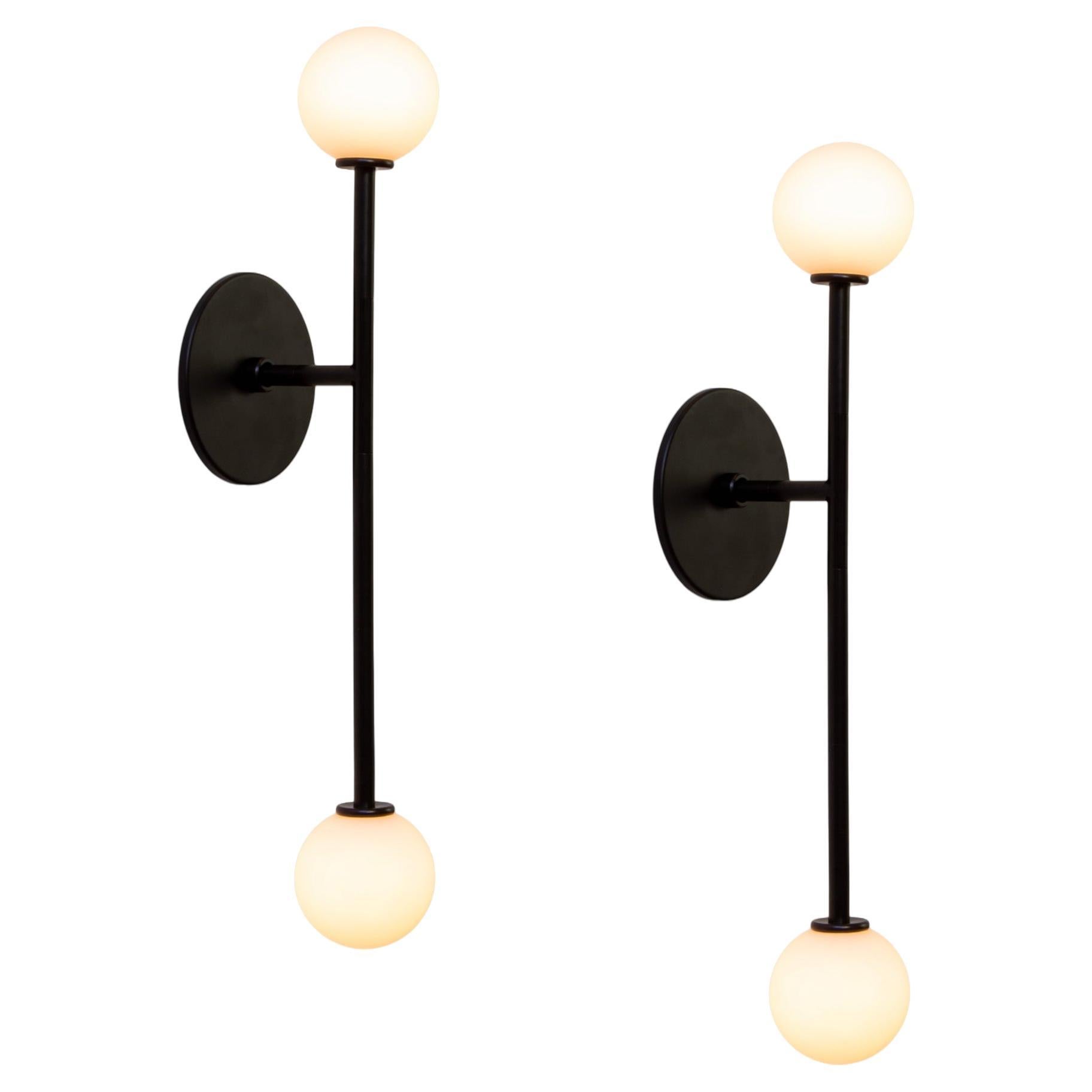Pair of T Sconce Offset Sconces, by Research.Lighting, Made to Order For Sale