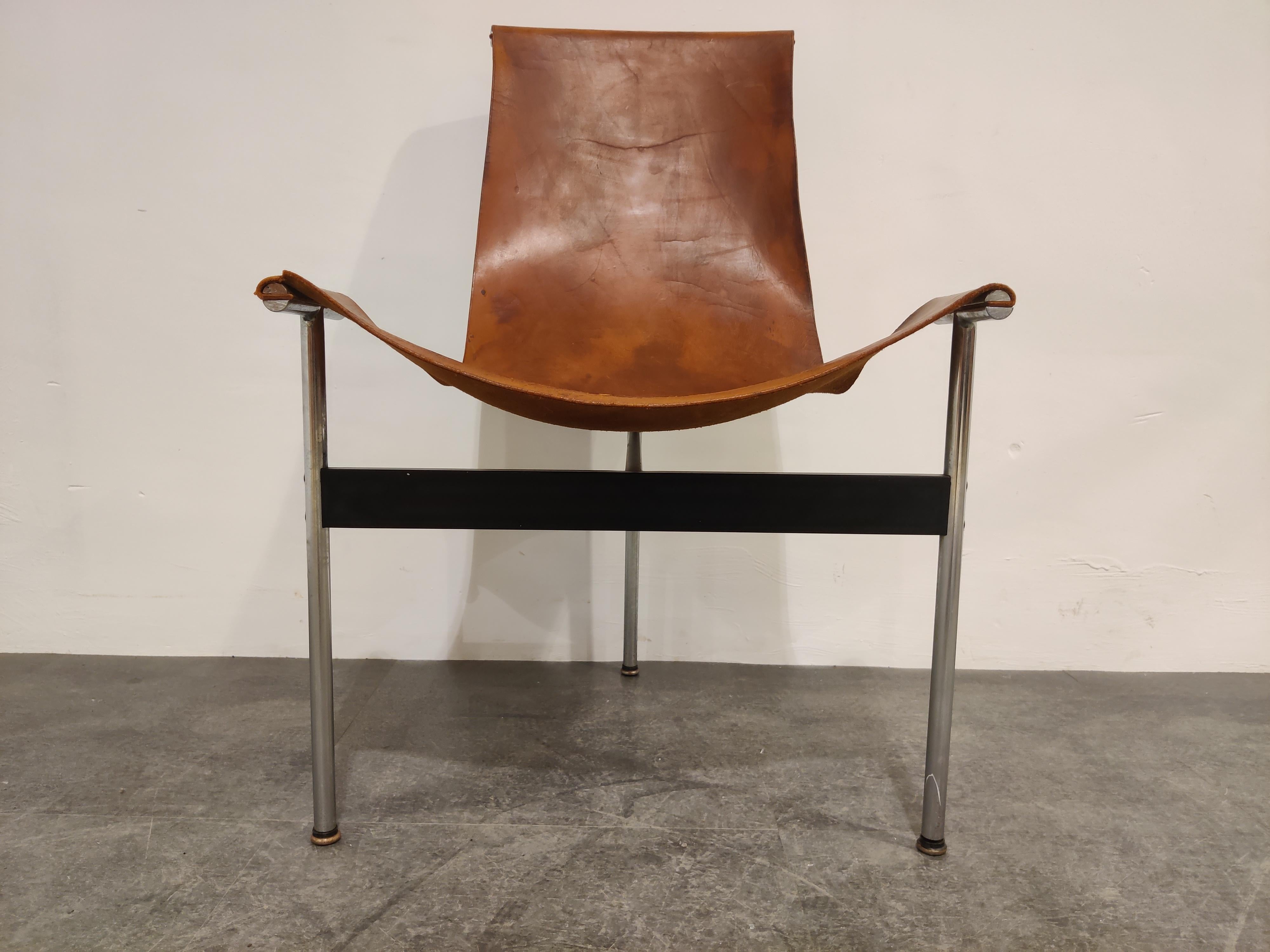 Leather Pair of T Side Chairs by Katavolos, Littell & Kelley for Laverne International