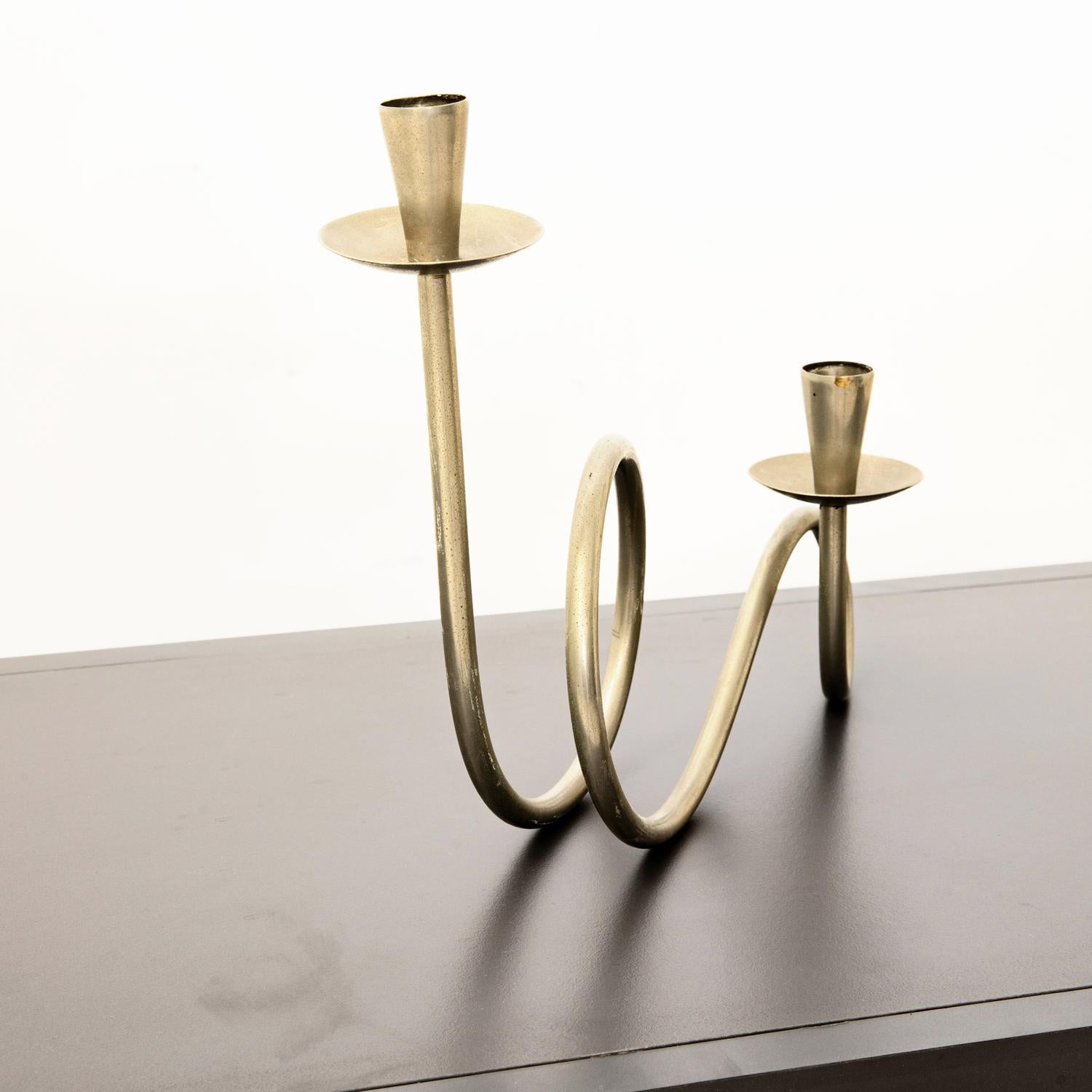 Mid-20th Century Pair of T8 Candlesticks by Piero De Vecchi for the 8th Triennale of Milan, 1947