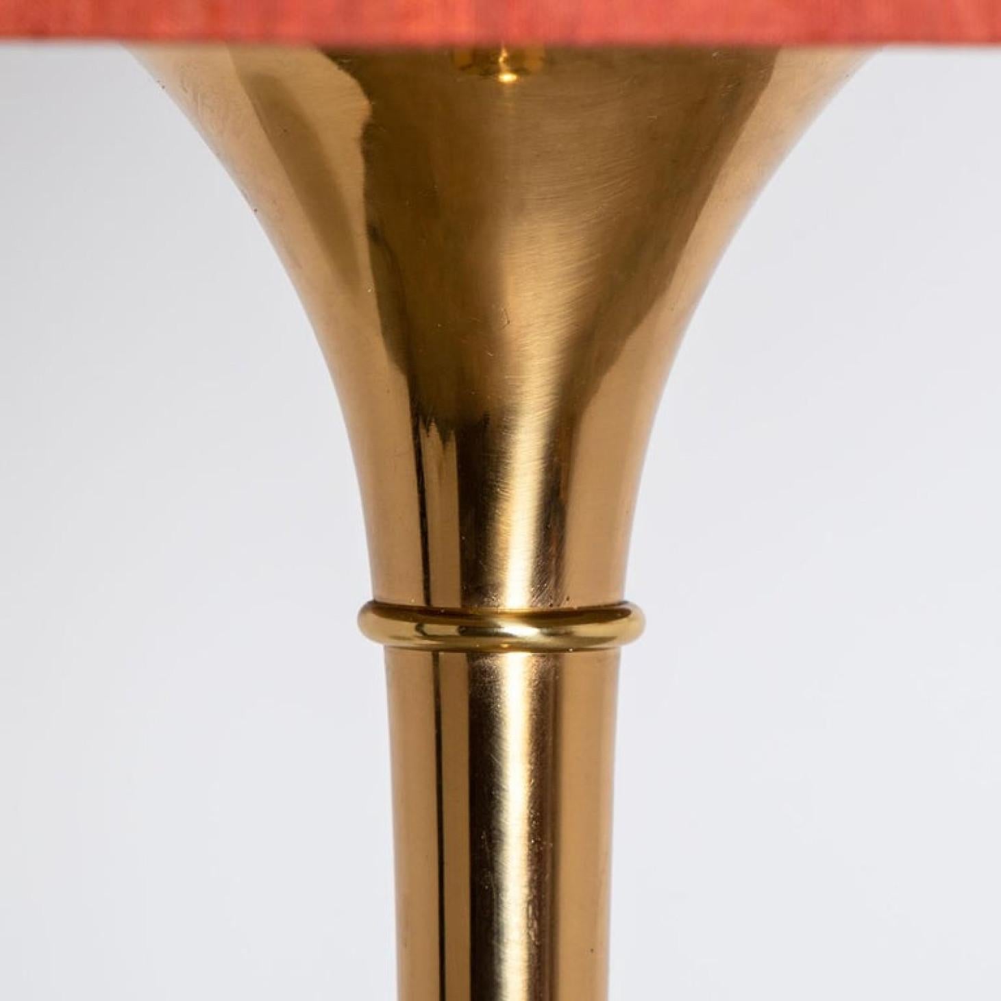 Gold Plate Pair of Table and Floor Lamp Designed by Ingo Maurer, 1968 For Sale