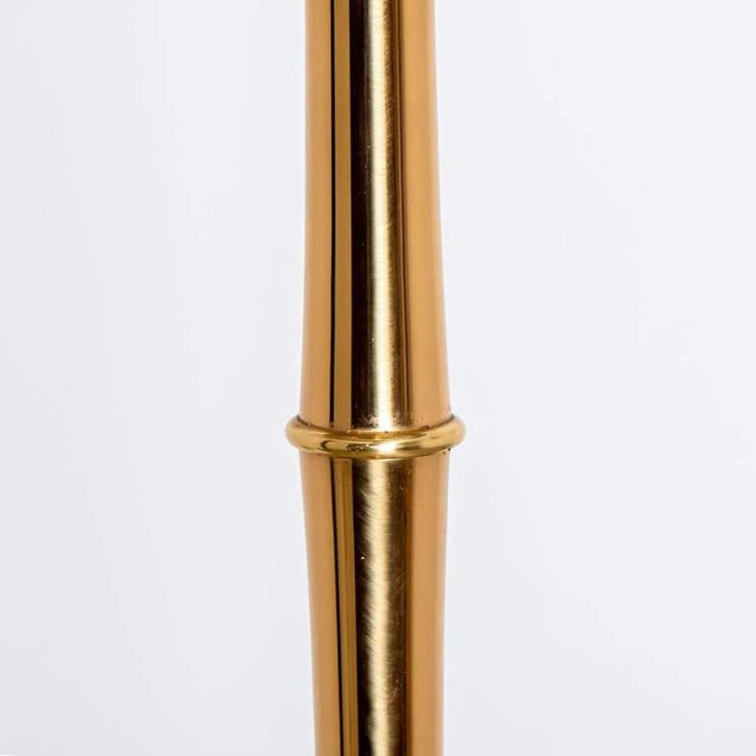 Gold Plate Pair of Table and Floor Lamp Designed by Ingo Maurer, 1968 For Sale