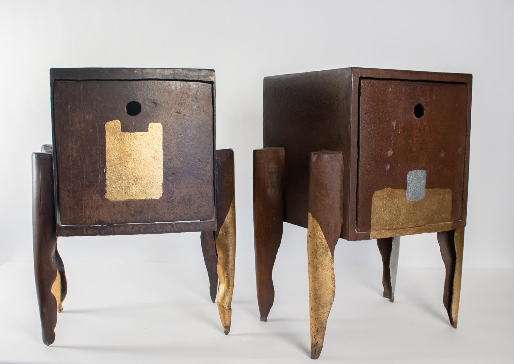 Late 20th Century Pair of Table Bedside Artist Jean-Jacques Argueyrolles, 20th Century