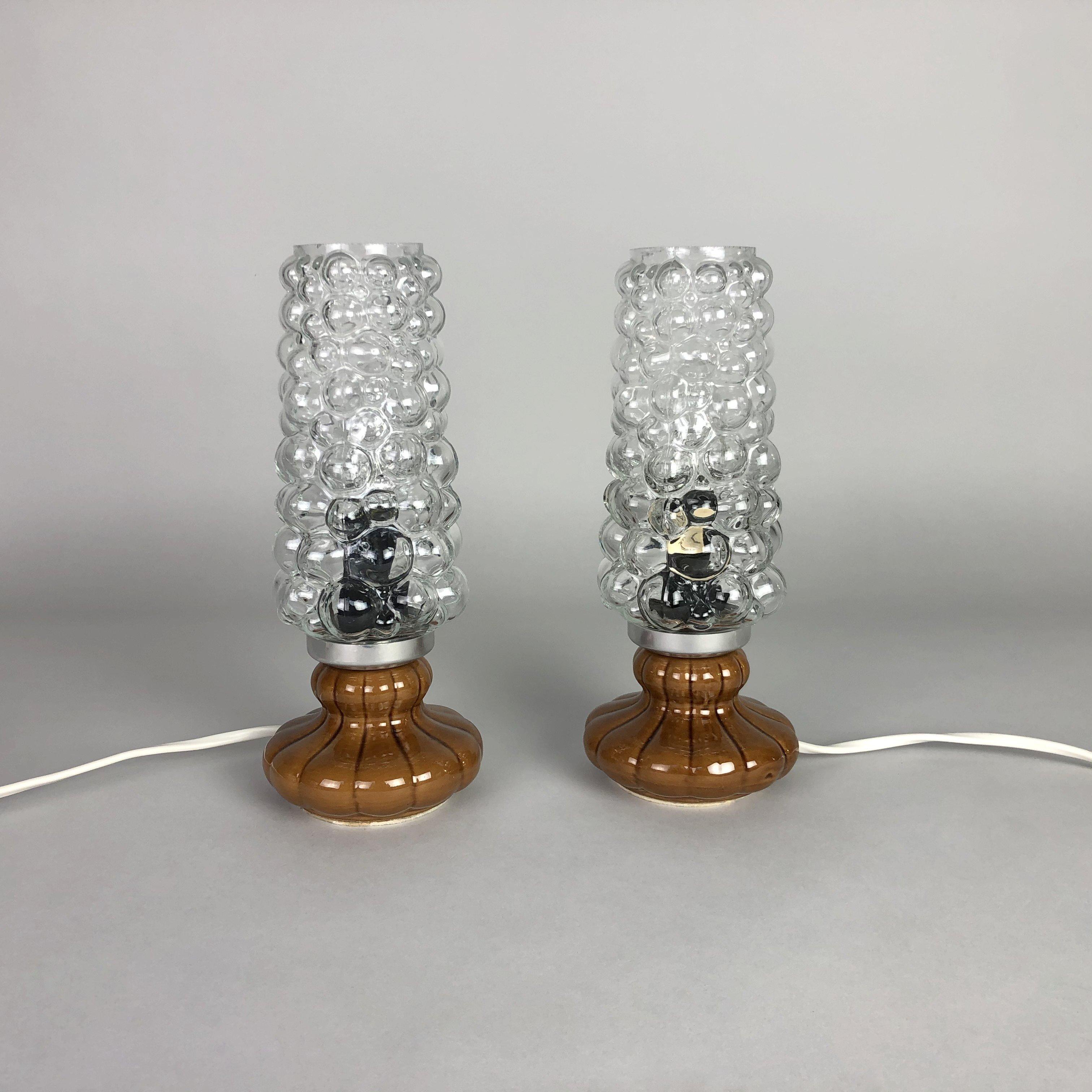Mid-Century Modern Pair of Table/Bedside Lamps in Helena Tynell Style, 1970s