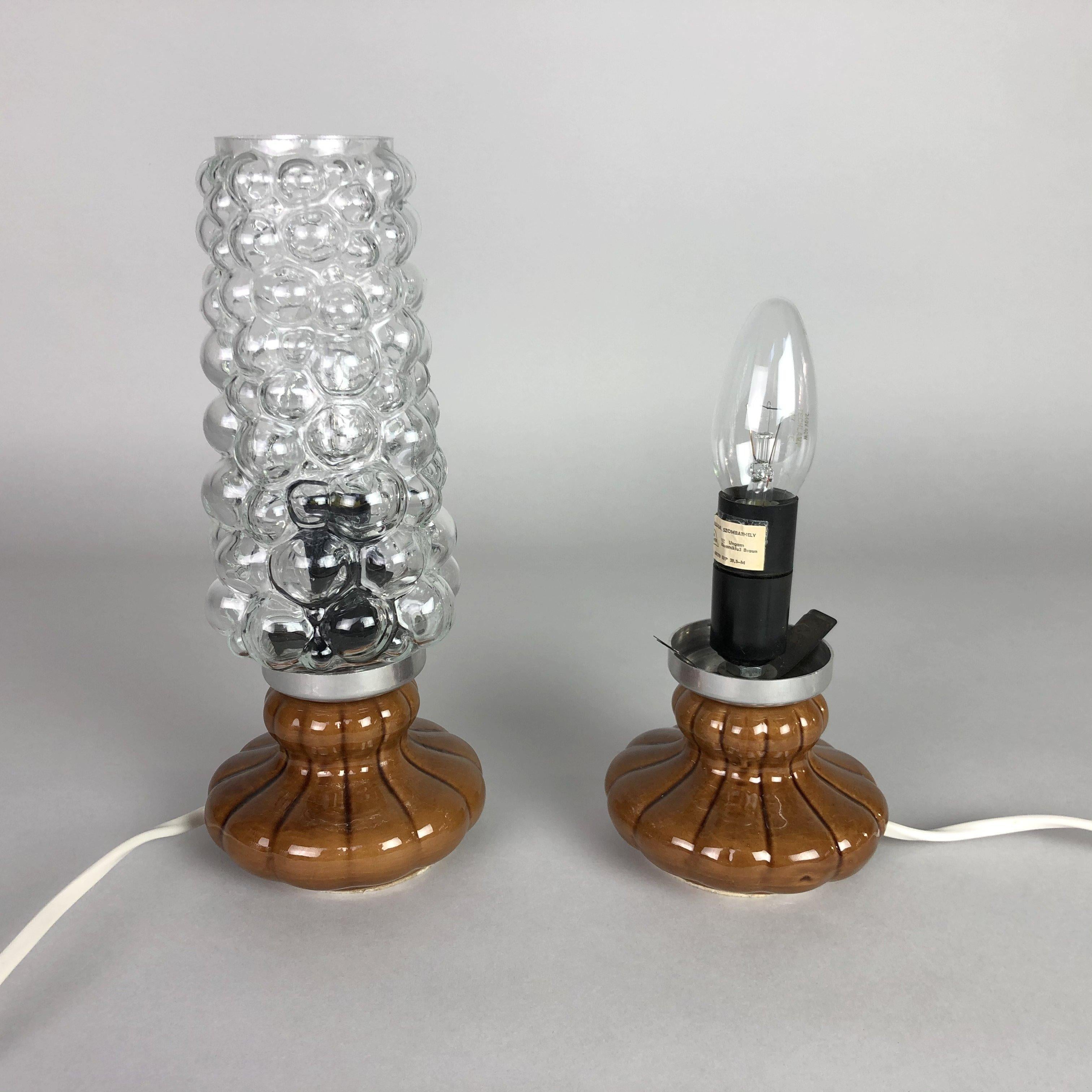 Hungarian Pair of Table/Bedside Lamps in Helena Tynell Style, 1970s