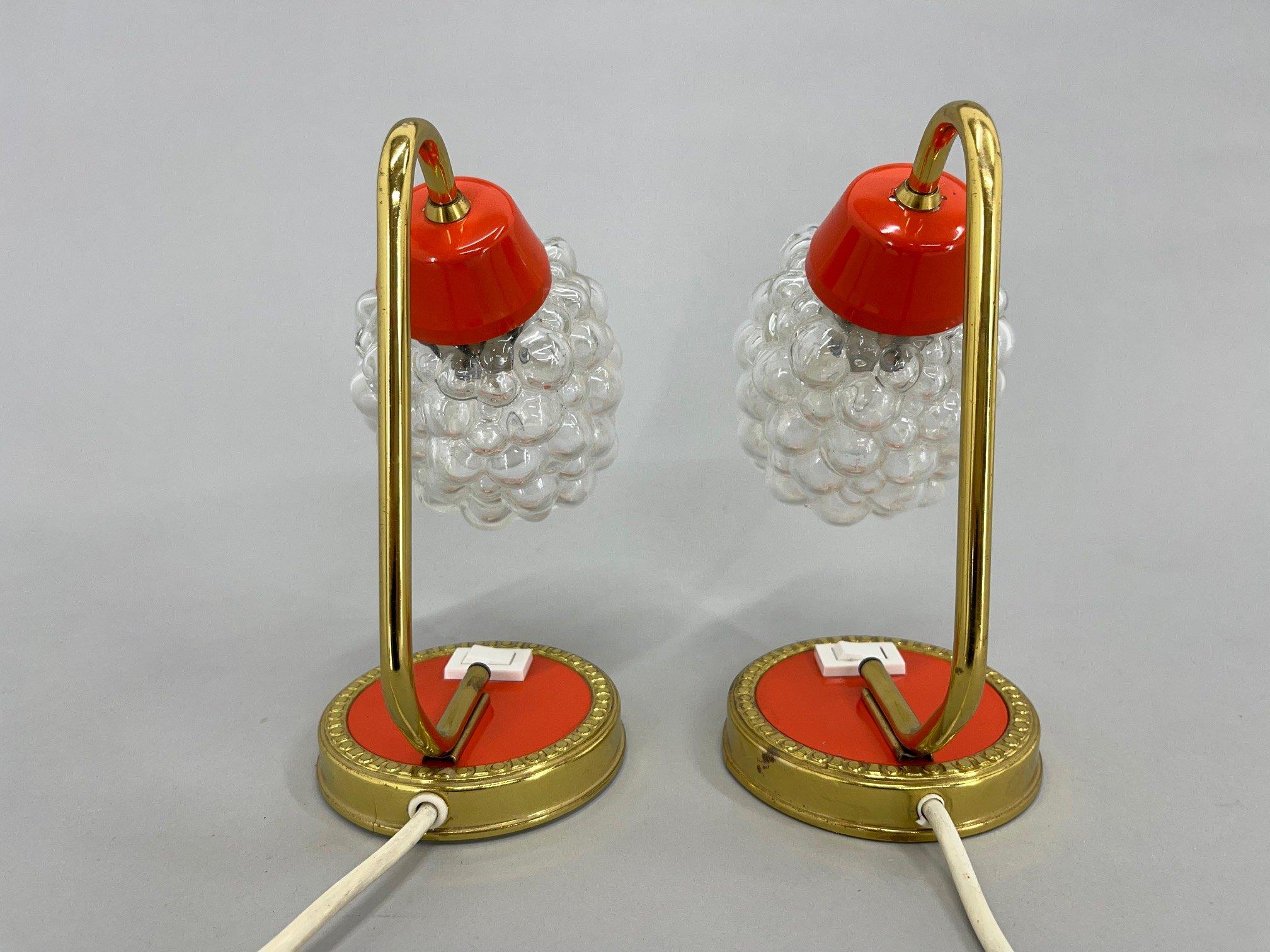 German Pair of Table/Bedside Lamps in Helena Tynell Style, 1970's For Sale
