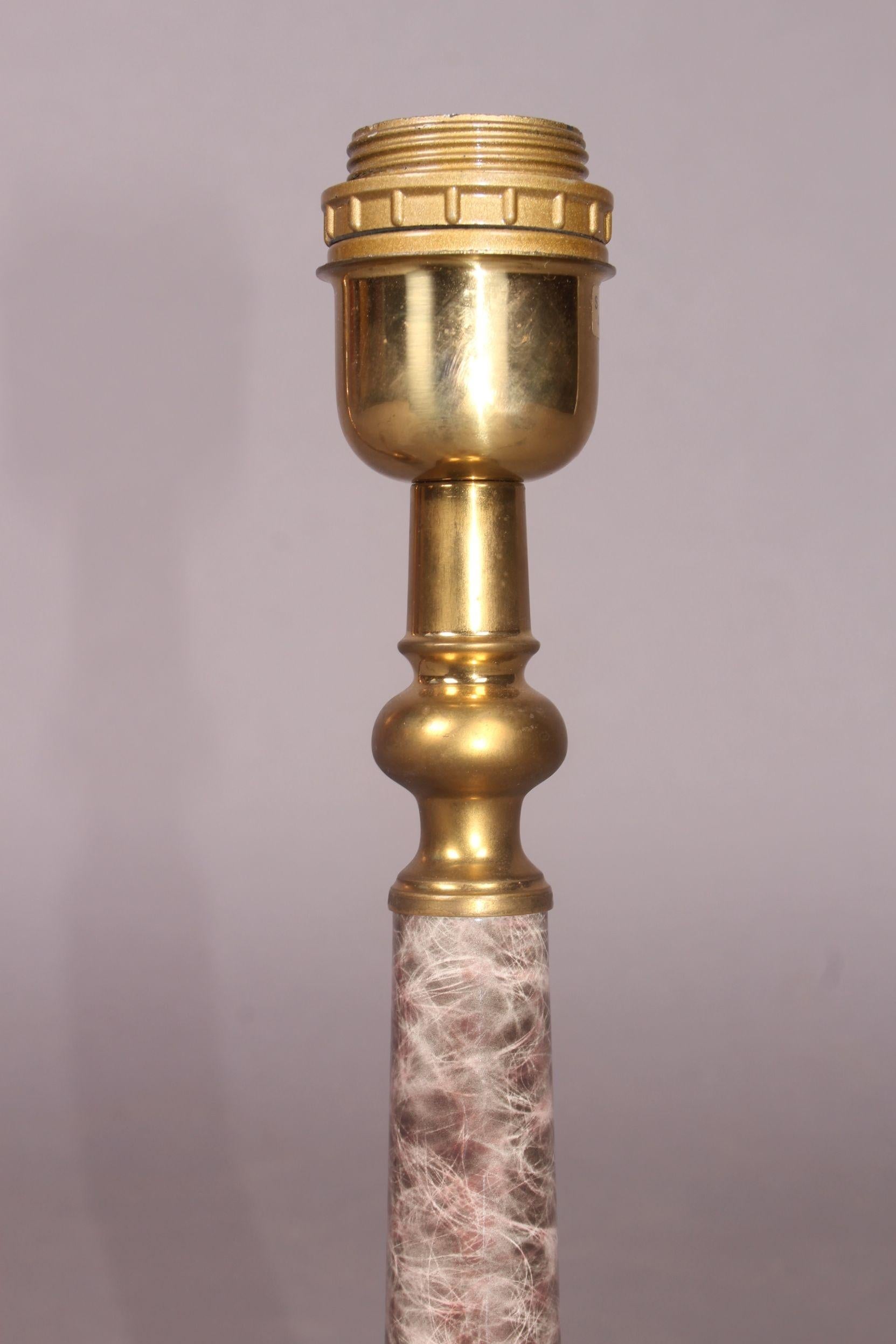 Late 20th Century Pair of Table Brass and Marble Lamp