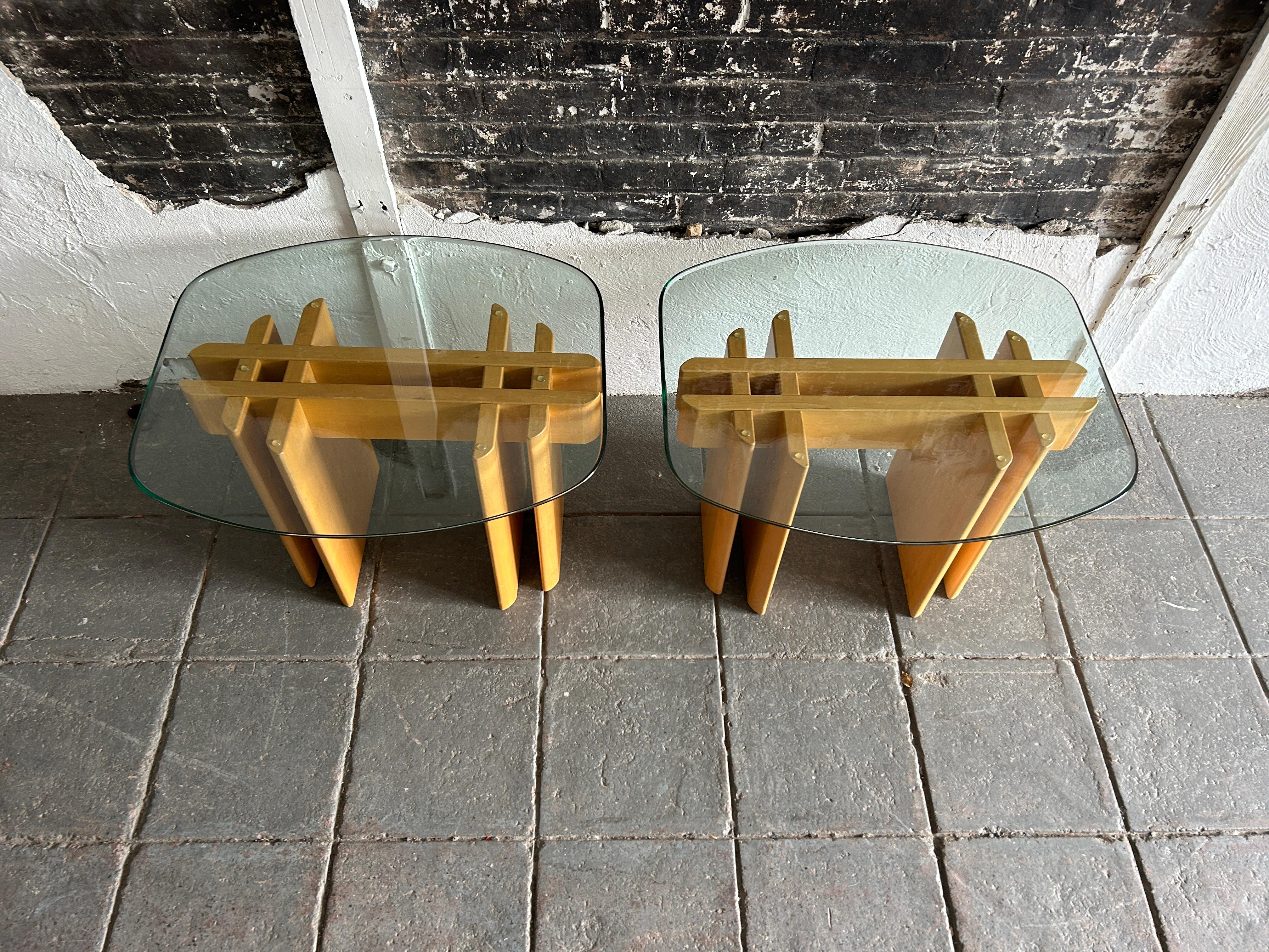 Danish Pair of Table Gustav Gaarde birch and glass end tables For Sale