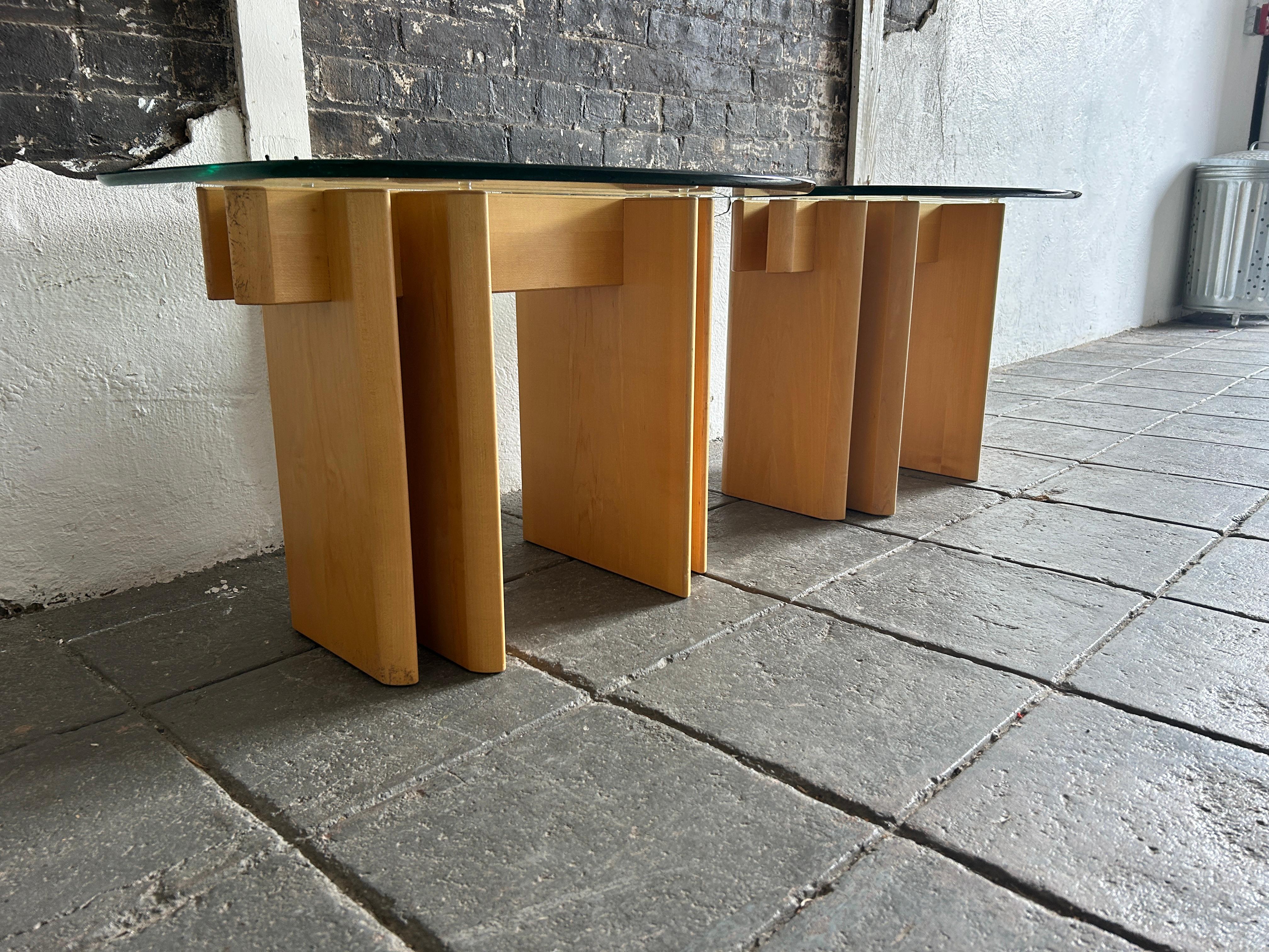 Mid-20th Century Pair of Table Gustav Gaarde birch and glass end tables For Sale