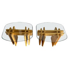 Pair of Table Gustav Gaarde birch and glass end tables