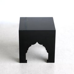 Pair of table in black lacquered oriental style