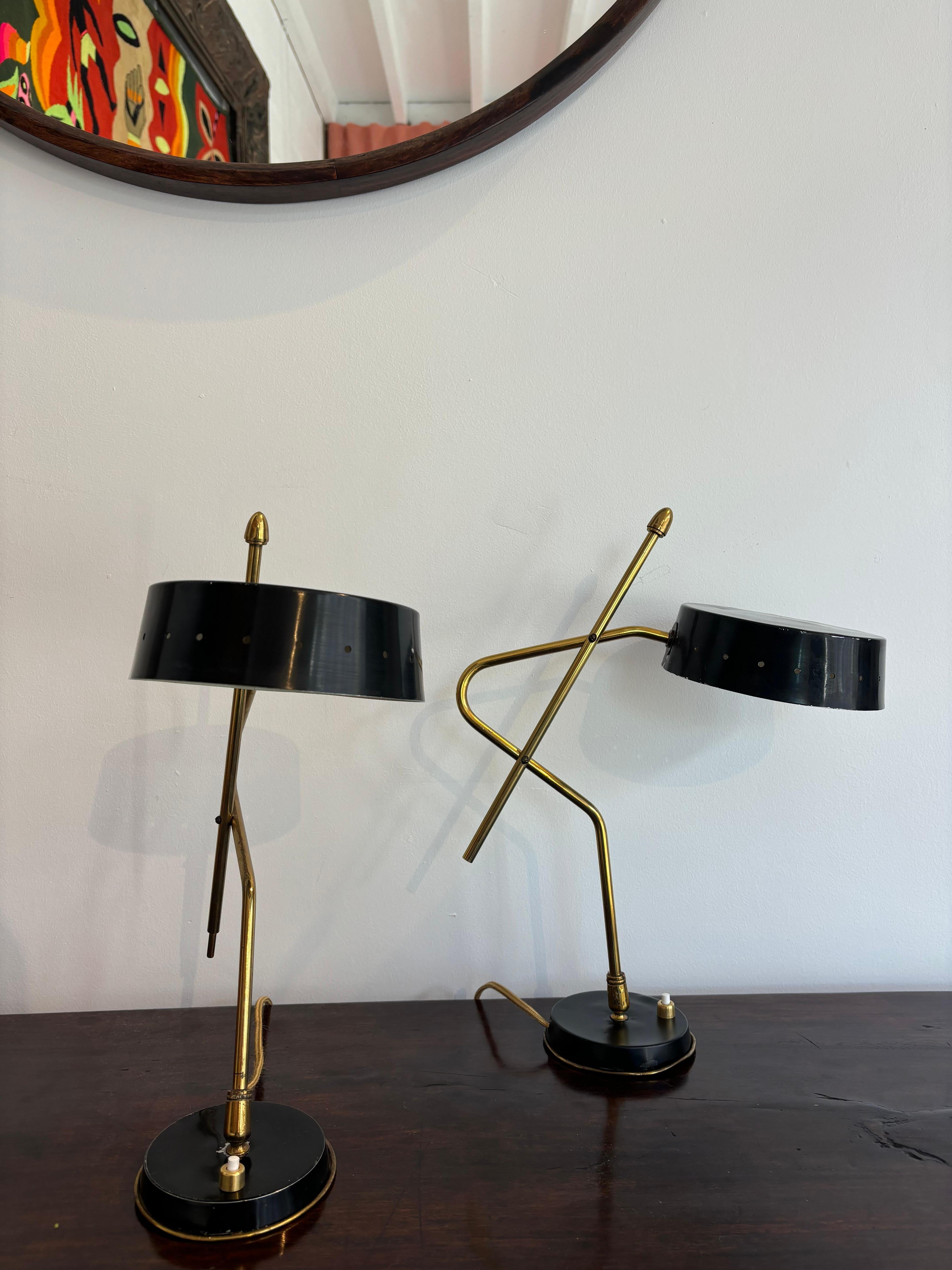 Italian Pair of table lamp attributed to Gilardi and Barzaghi For Sale