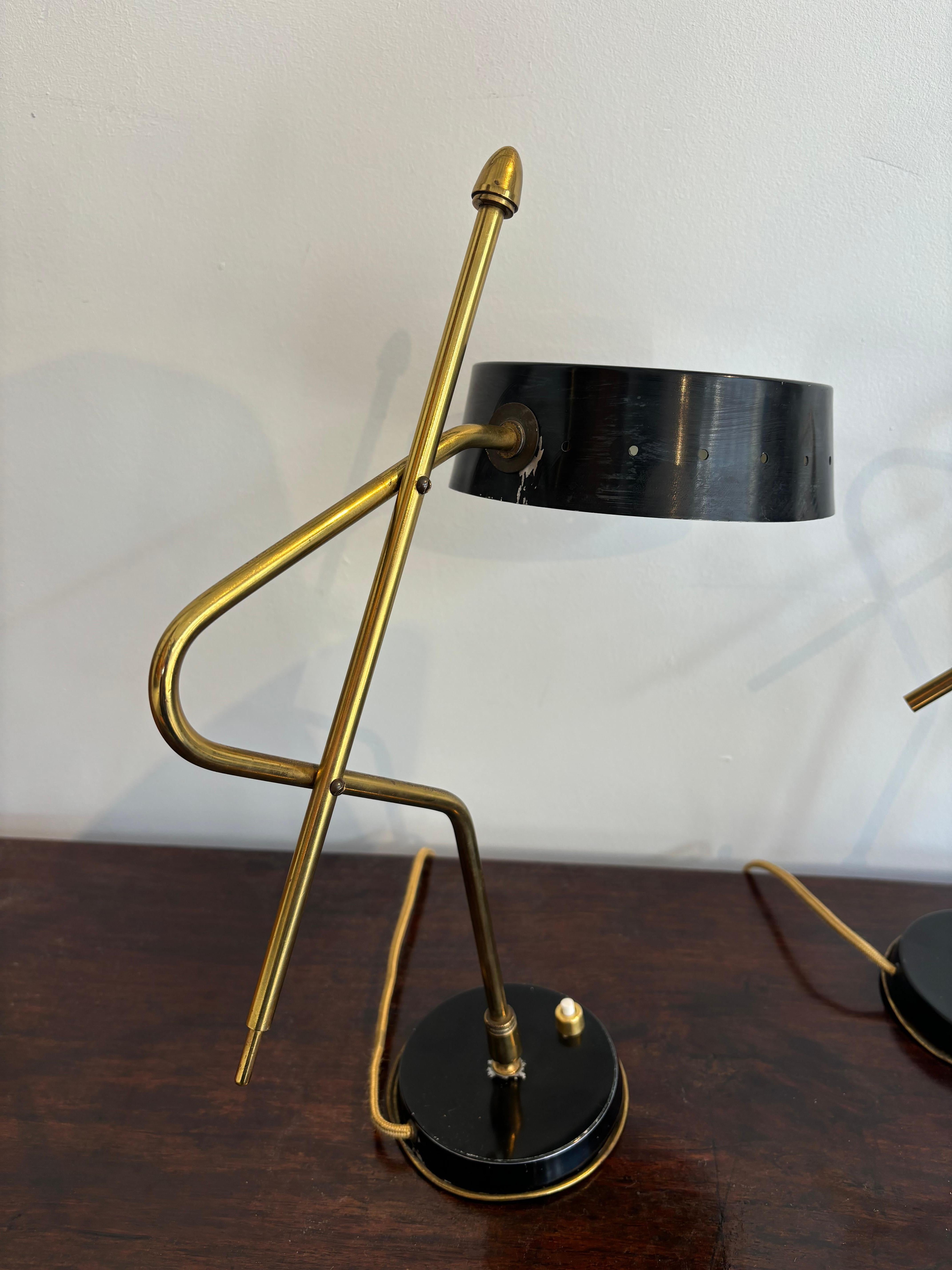 Mid-20th Century Pair of table lamp attributed to Gilardi and Barzaghi For Sale