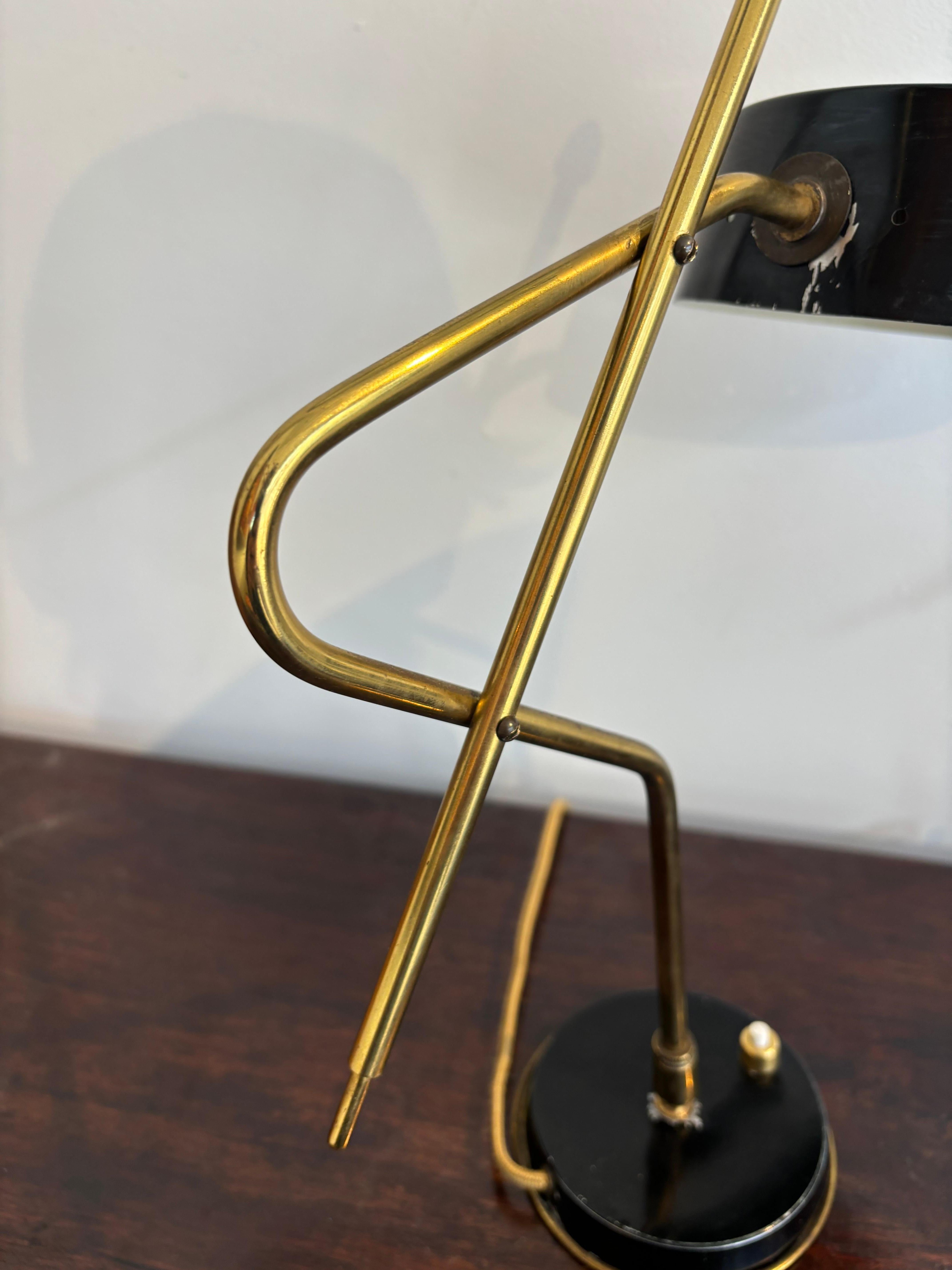 Metal Pair of table lamp attributed to Gilardi and Barzaghi For Sale