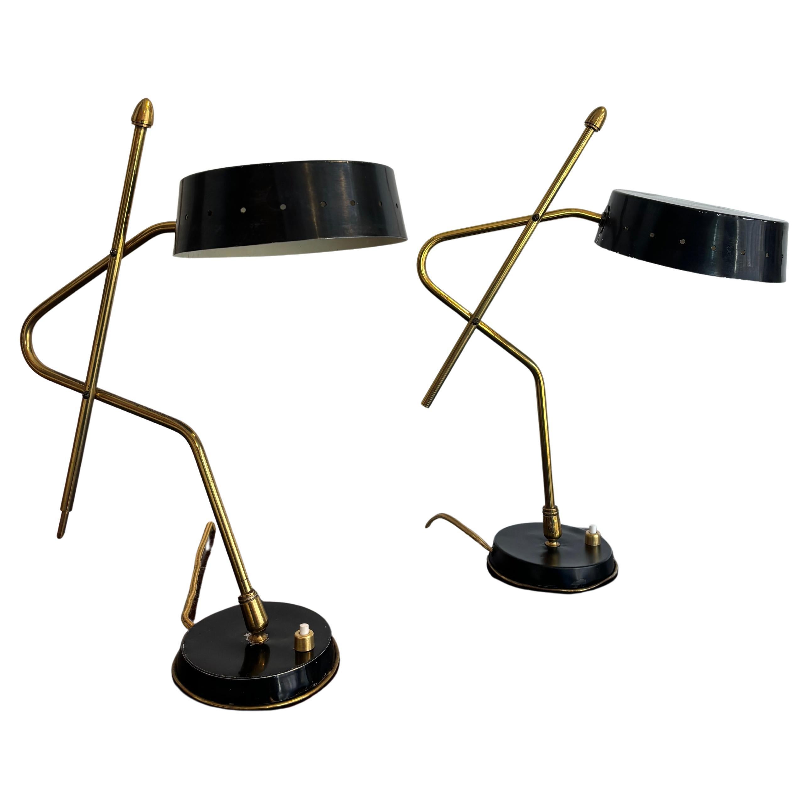 Pair of table lamp attributed to Gilardi and Barzaghi For Sale