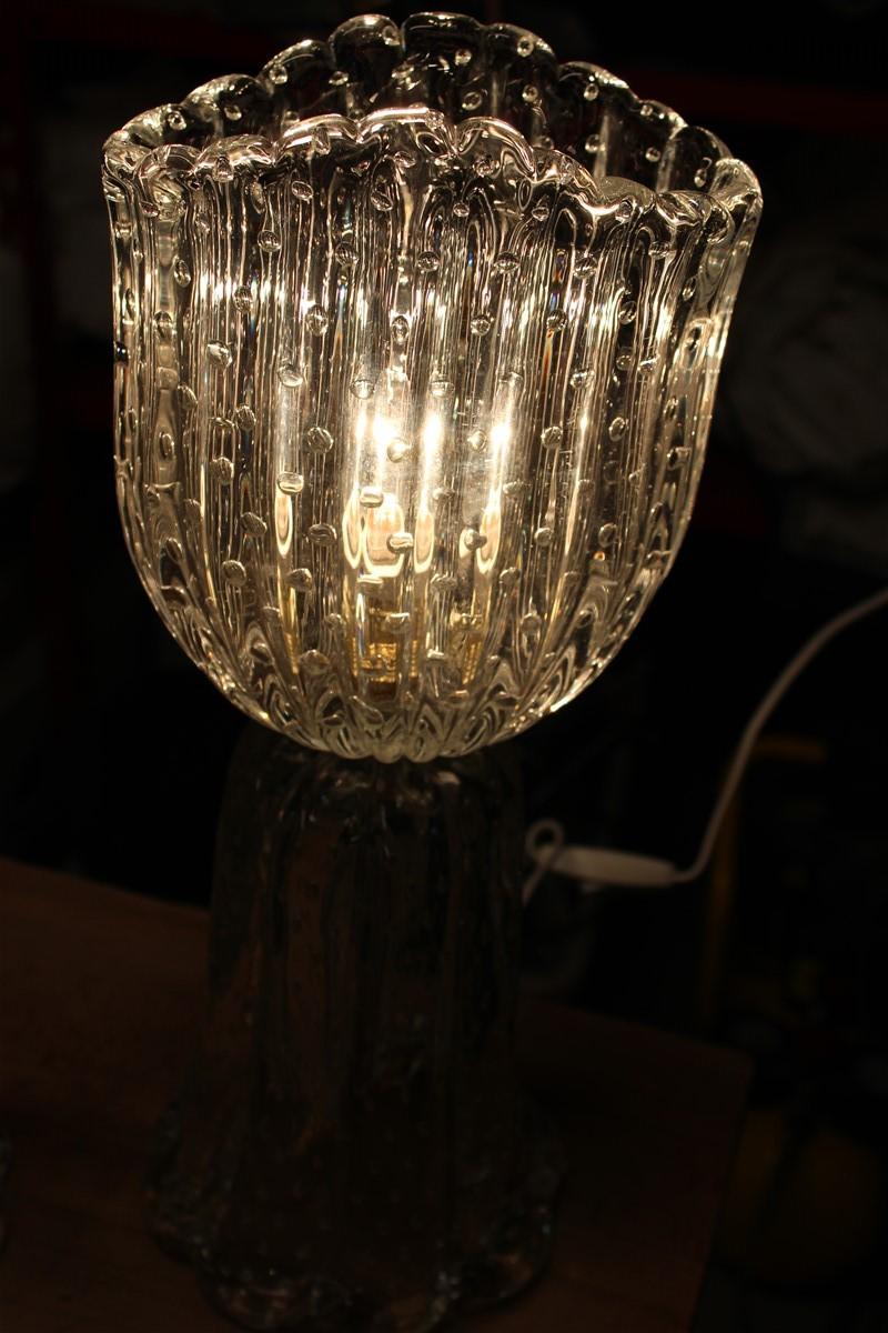 Pair of Table Lamp Barovier 1940s Italian Design Air Bubbles Inside Murano Glass 8