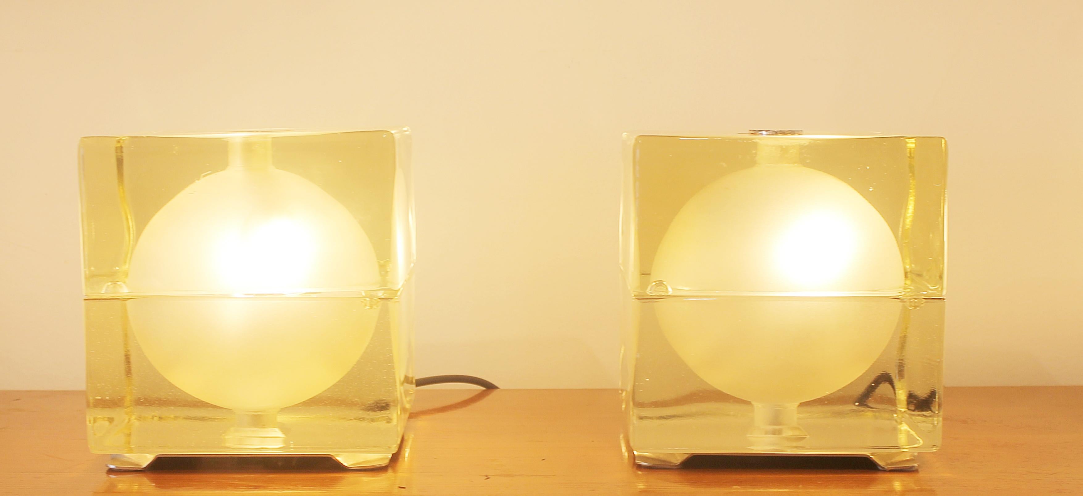 Pair of greenish table lamp 