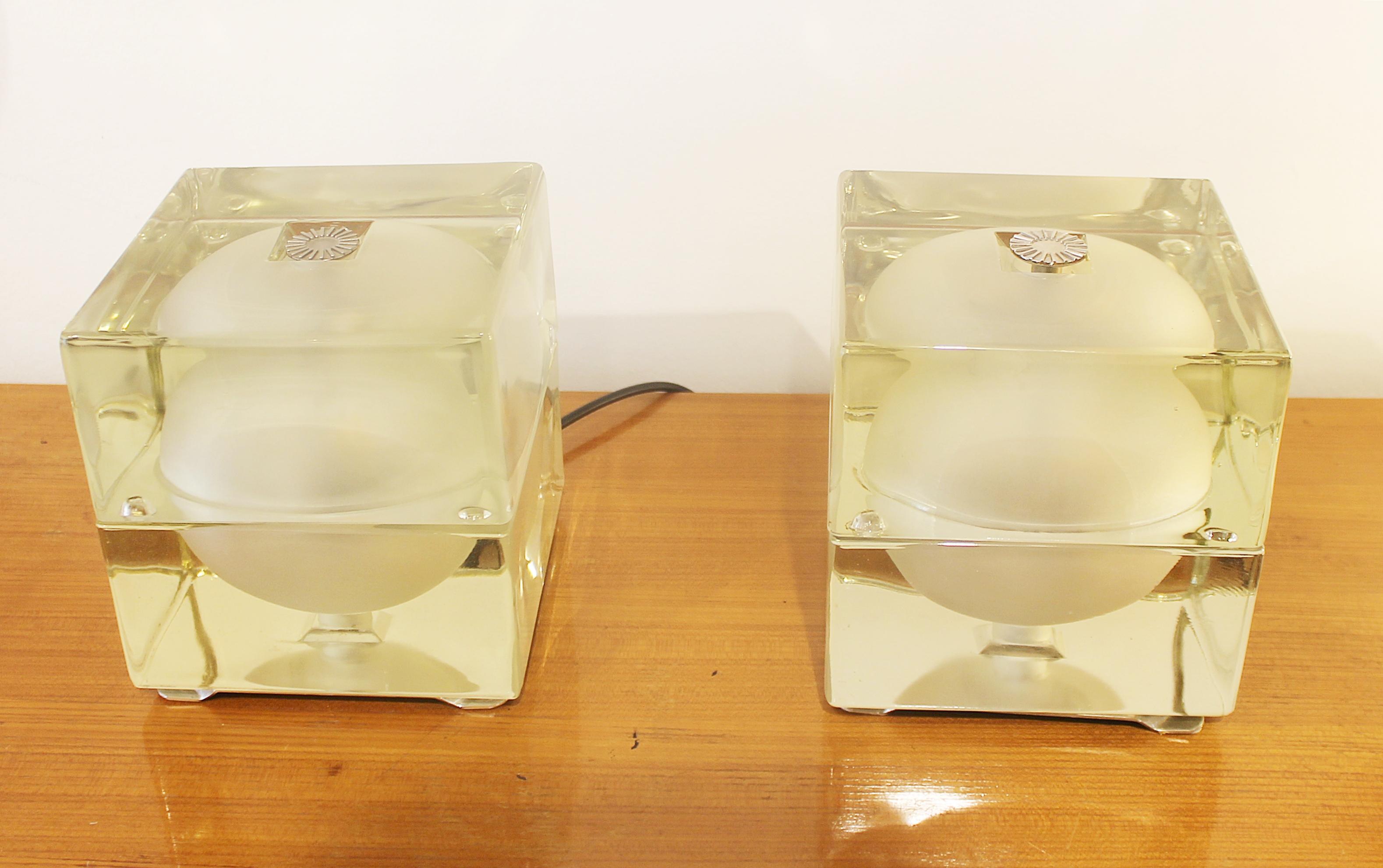 Glass Pair of Table Lamp 