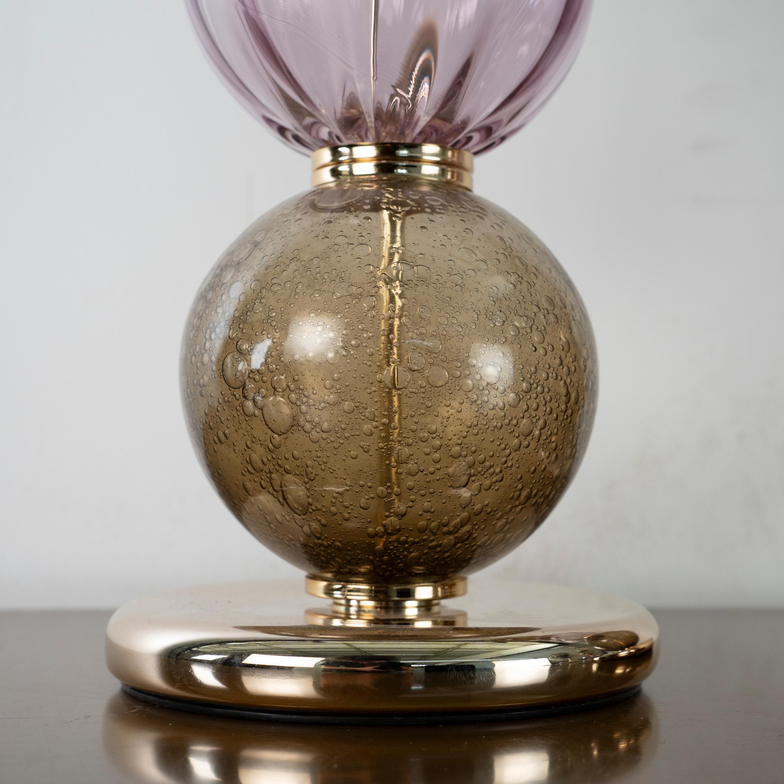 20ième siècle Paire de lampes de table Ball and Ball Murano Vintage Mazzega Made in Italy en stock en vente