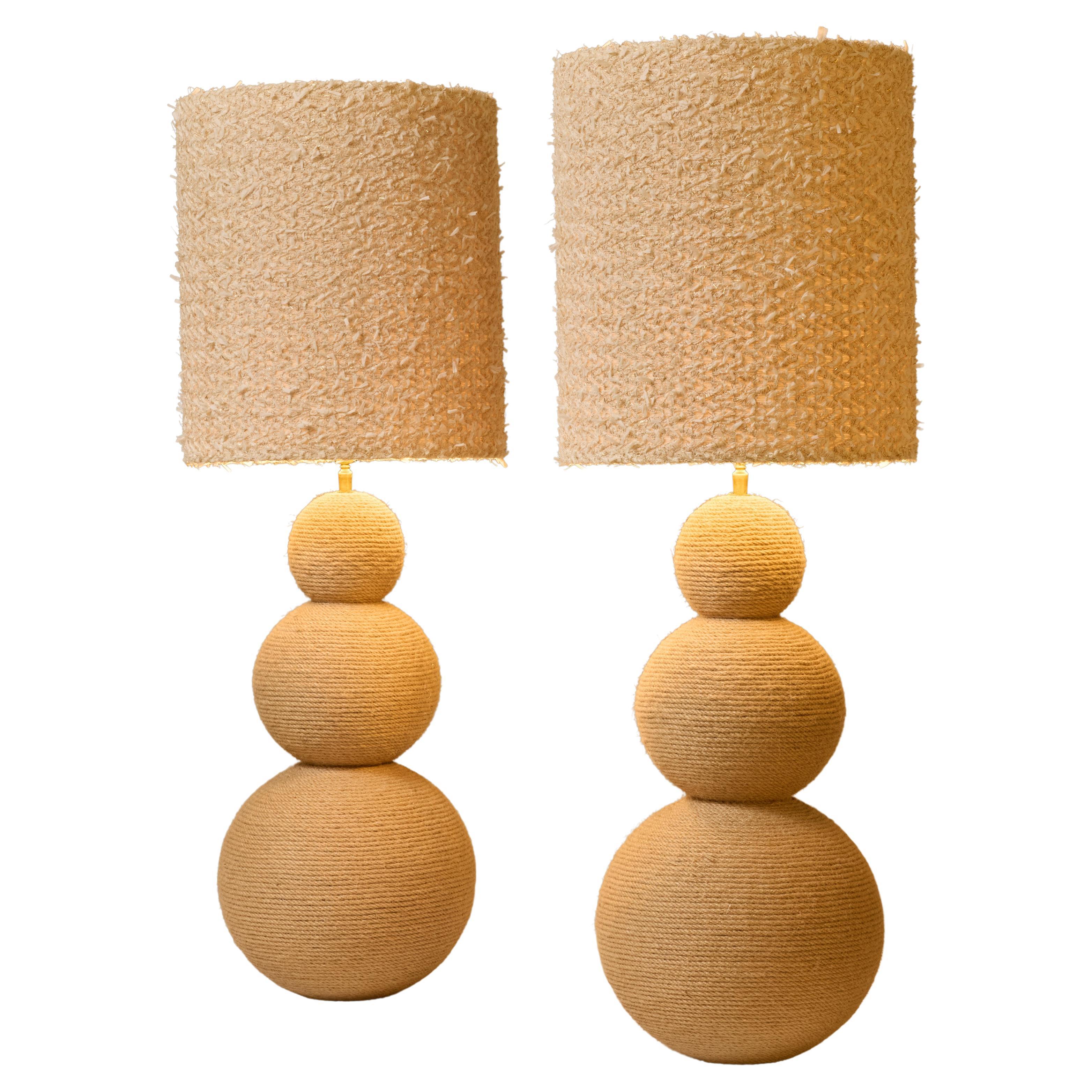 Pair of Table Lamp Wrapped in Rope