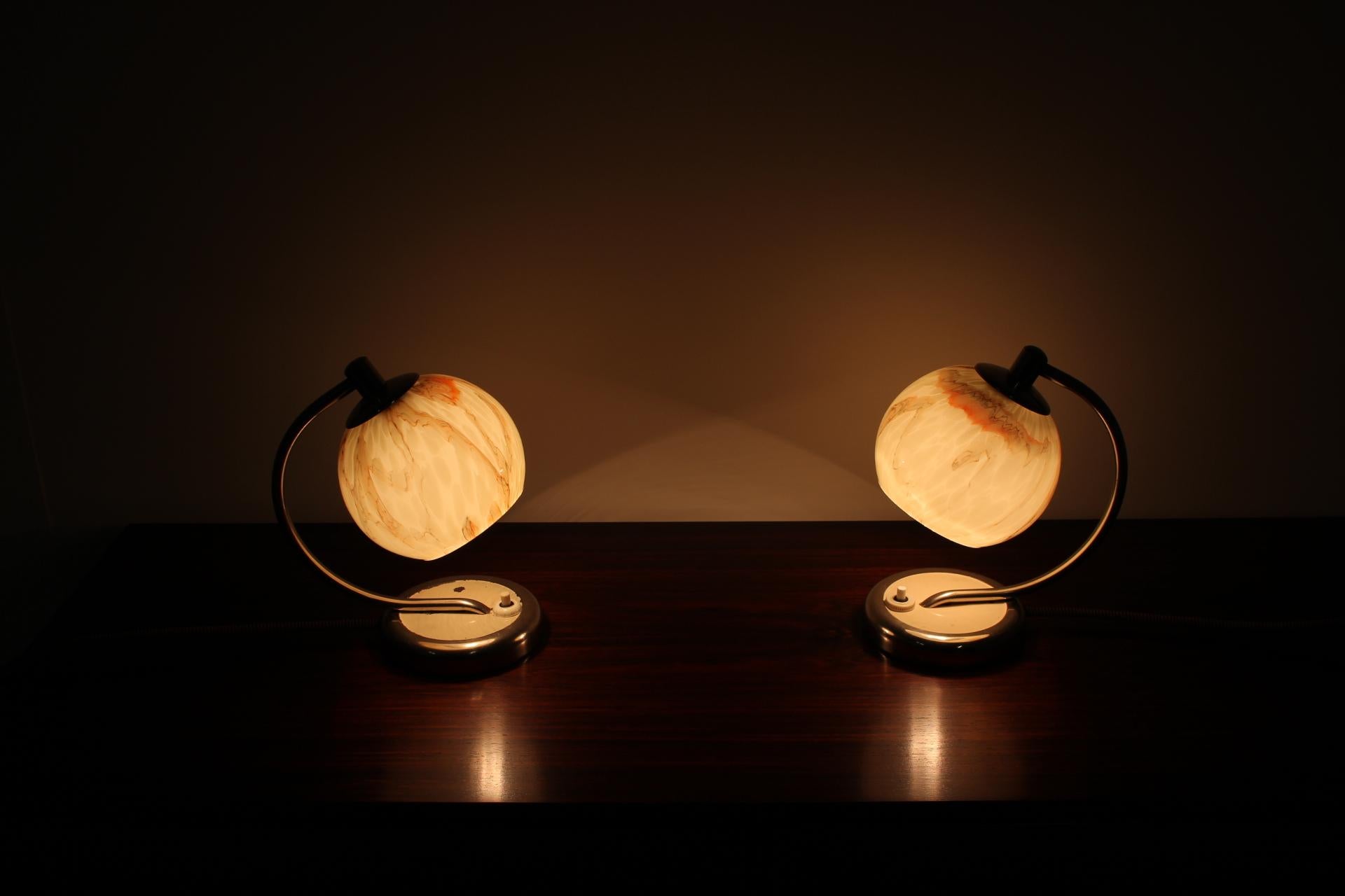 Metal Pair of Table Lamps, 1950s