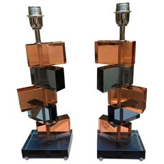 Pair of Table Lamps 3, Murano Glass, circa 1980