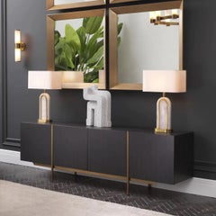 Pair of Table Lamps, Antique Brass and Alabaster Finish, Vintage Charm.