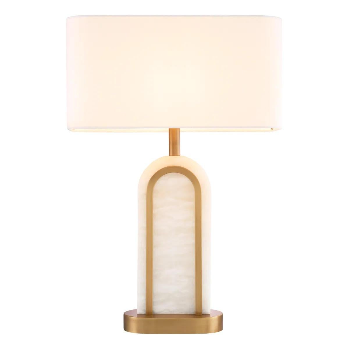 Modern Pair of Table Lamps, Antique Brass and Alabaster Finish, Vintage Charm. For Sale