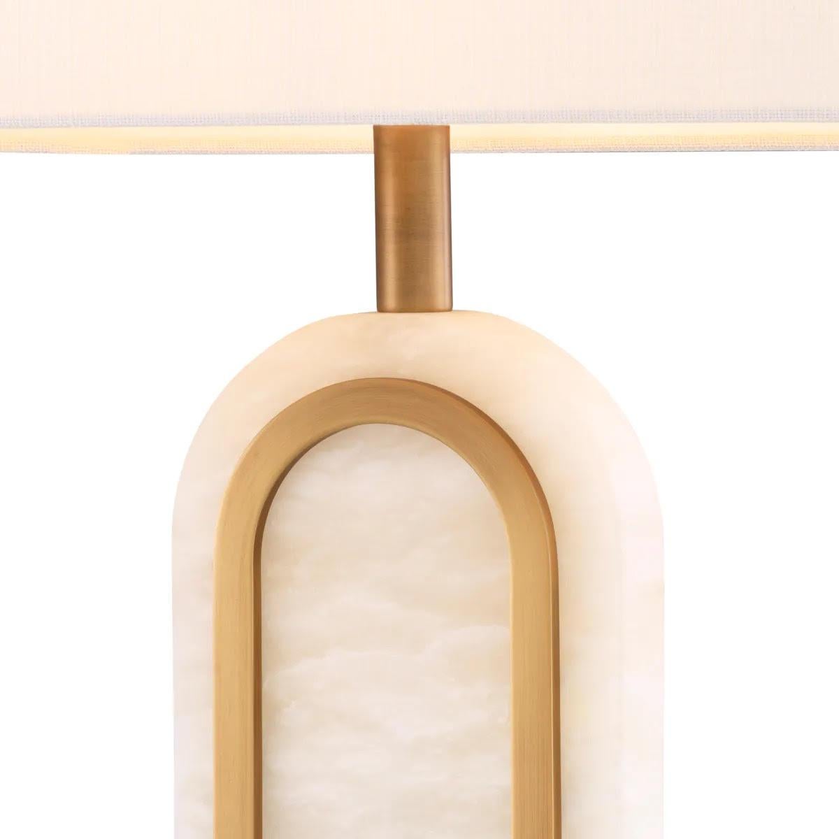 French Pair of Table Lamps, Antique Brass and Alabaster Finish, Vintage Charm. For Sale