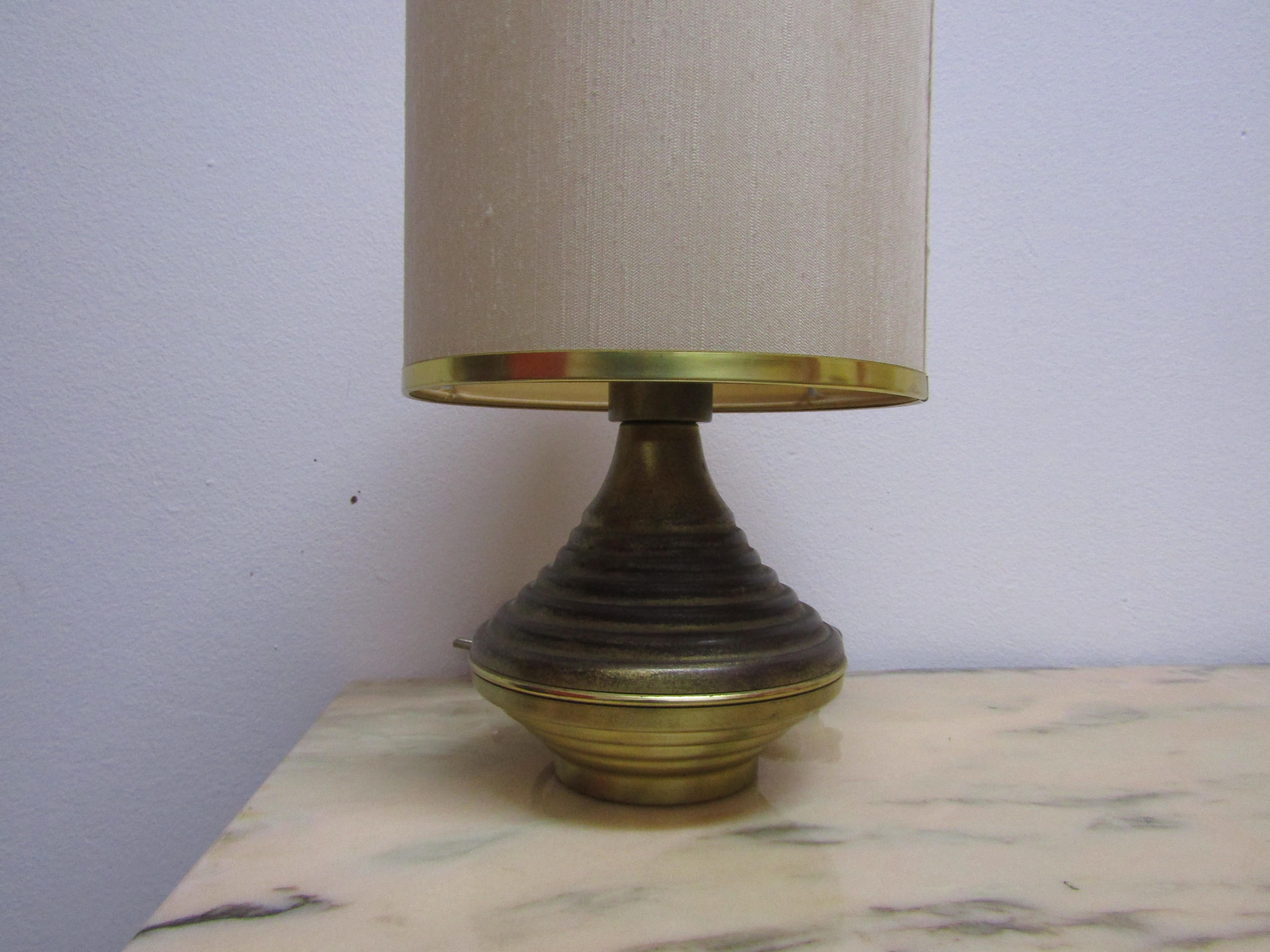 Splendid pair of brass designer table lamps worked unknown designer.