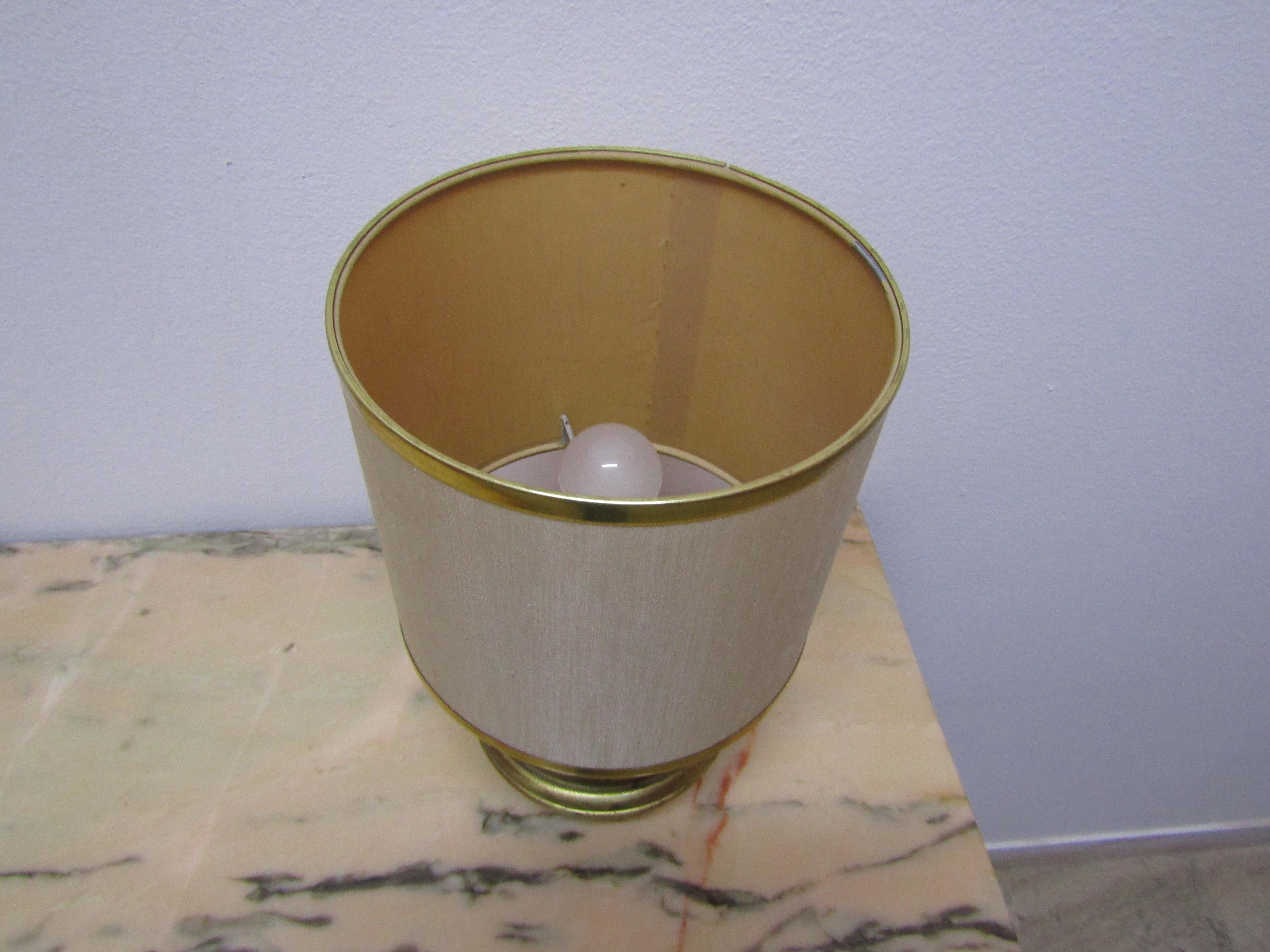 Italian midcenturyPair of Table Lamps Base in Antique Brass For Sale