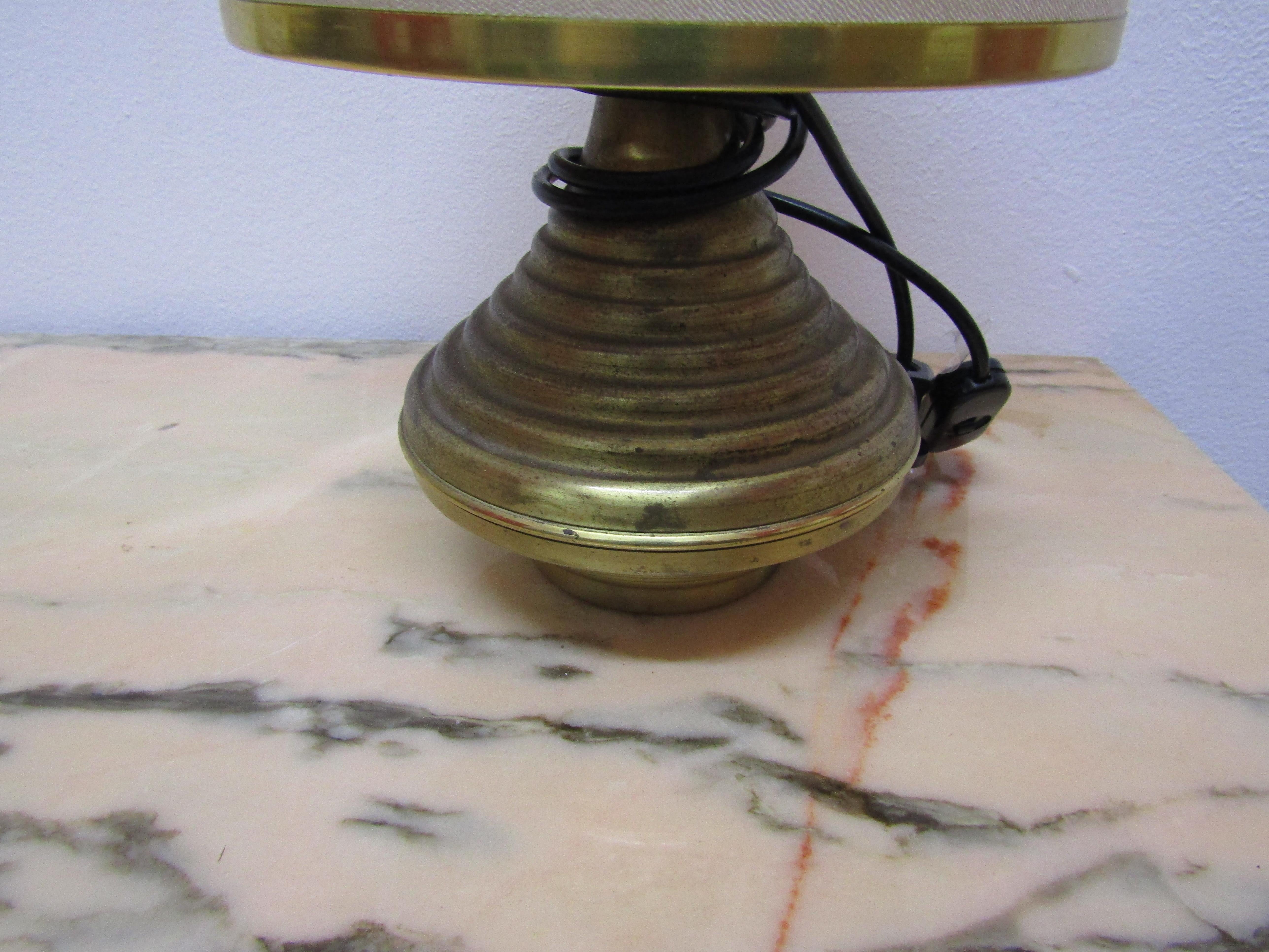 Hand-Crafted midcenturyPair of Table Lamps Base in Antique Brass For Sale