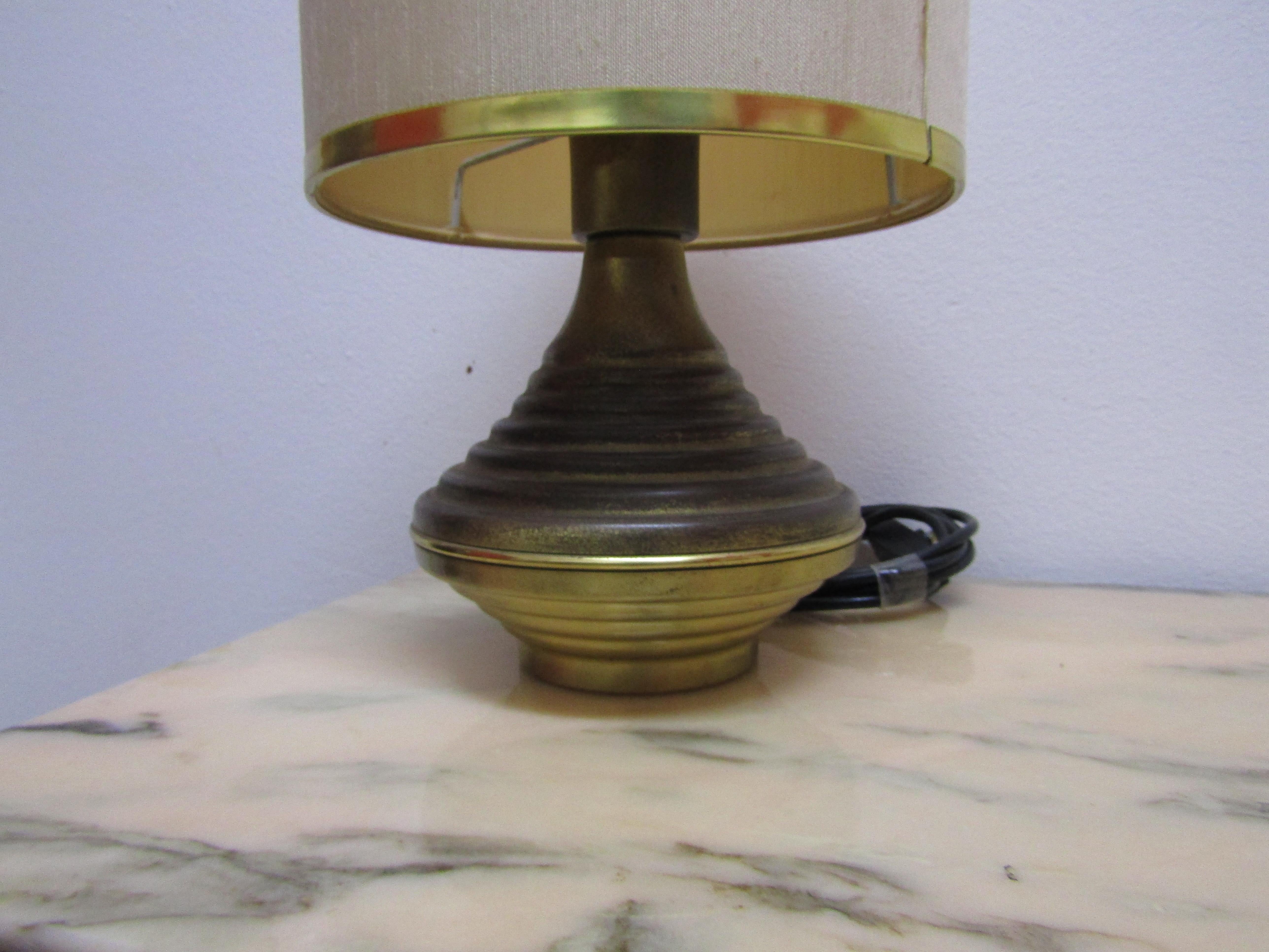 Late 20th Century midcenturyPair of Table Lamps Base in Antique Brass For Sale