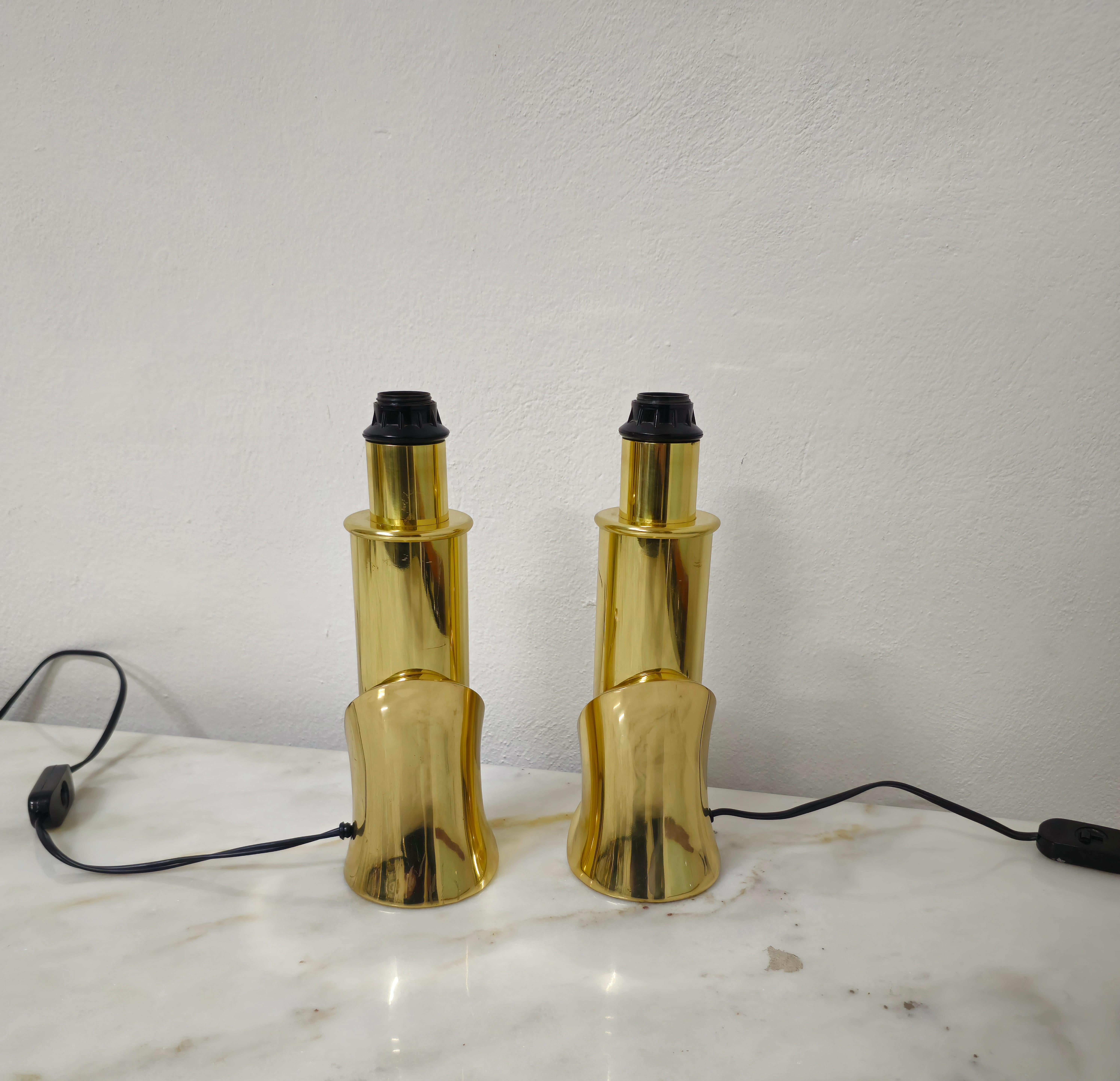 Pair of Table Lamps Bedside Lamps Brass Luciano Frigerio Italian Design 1970s  For Sale 6