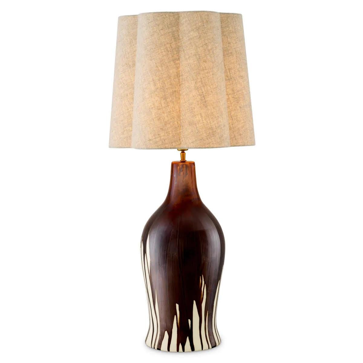 Pair of Table Lamps, Brown Drip Effect, Vintage Brass Finish In New Condition For Sale In Saint-Ouen, FR