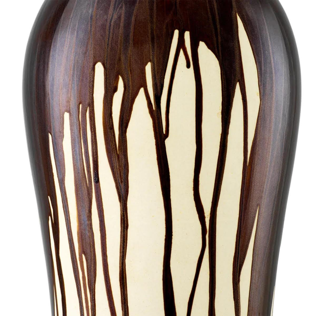 Pair of Table Lamps, Brown Drip Effect, Vintage Brass Finish For Sale 1