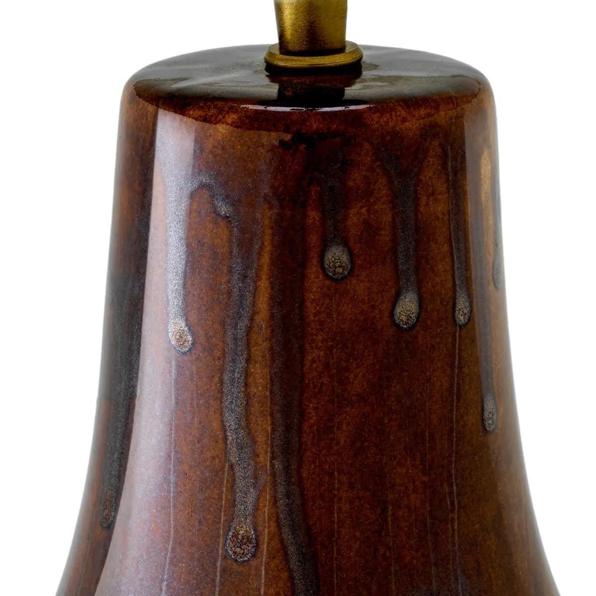 Pair of Table Lamps, Brown Drip Effect, Vintage Brass Finish For Sale 2