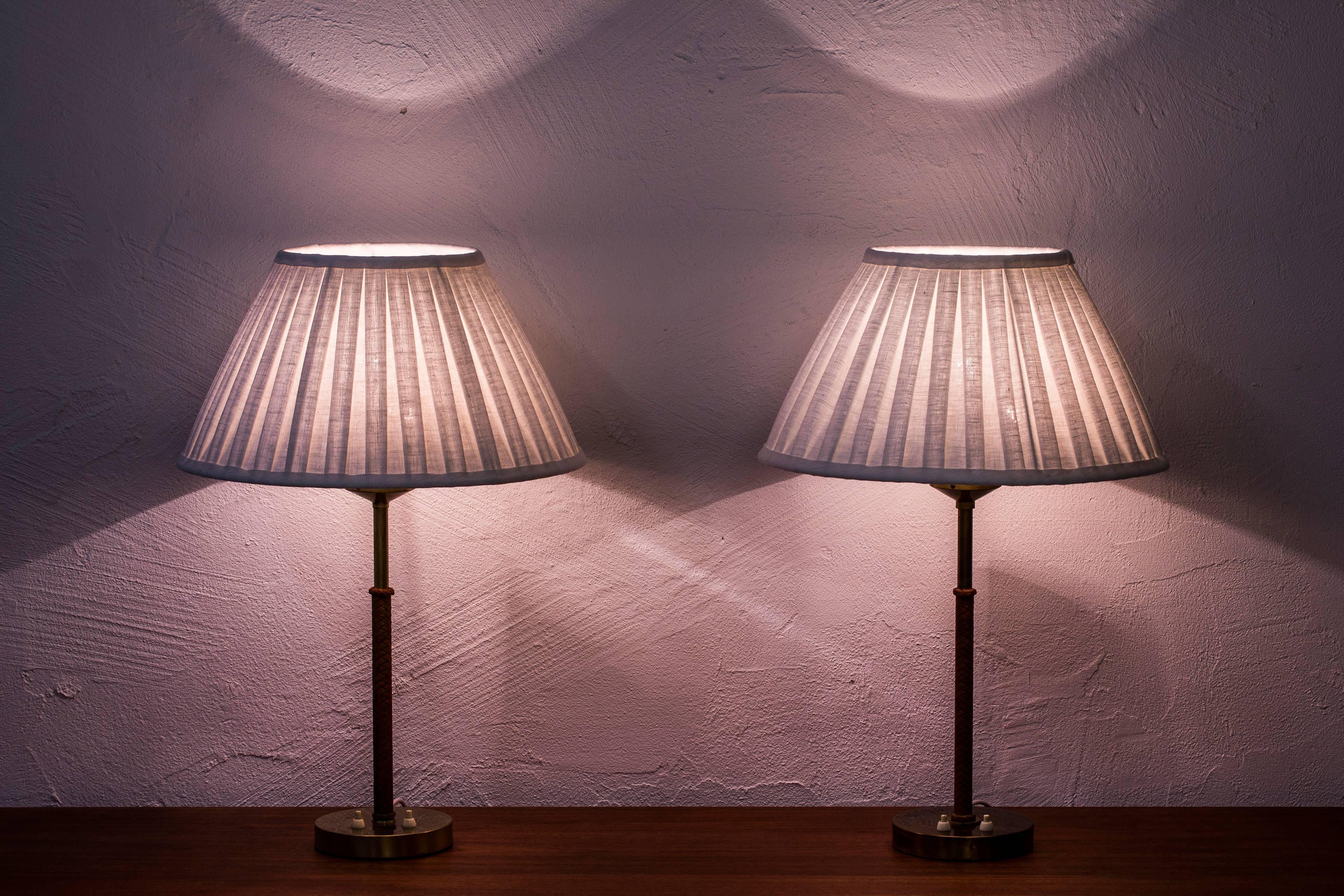 Brass Pair of Table Lamps by Åke Hultgren for Nordiska Kompaniet NK, Sweden