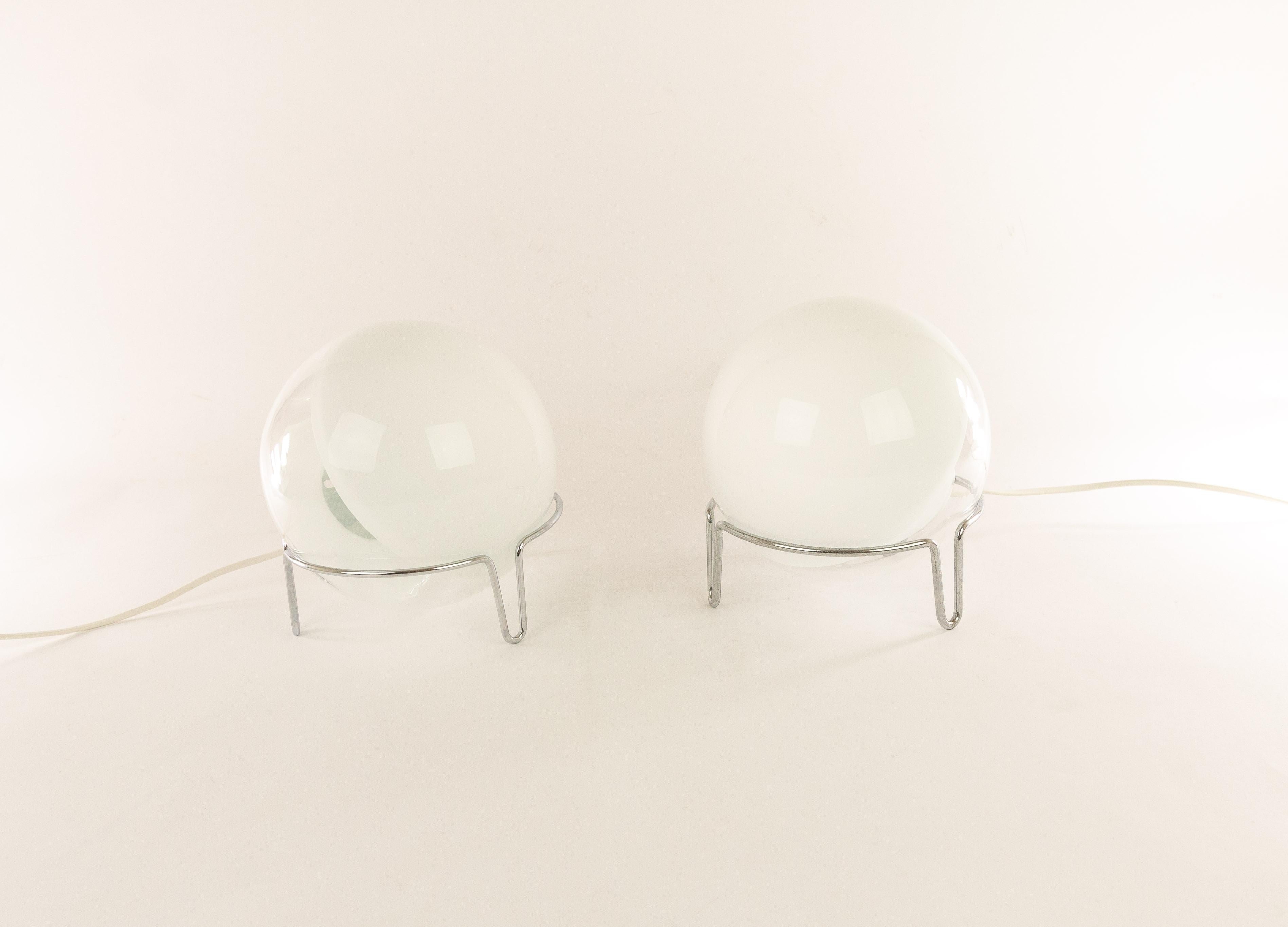 Mid-Century Modern Pair of Table Lamps by Angelo Mangiarotti in Murano Glass for Skipper, 1980s